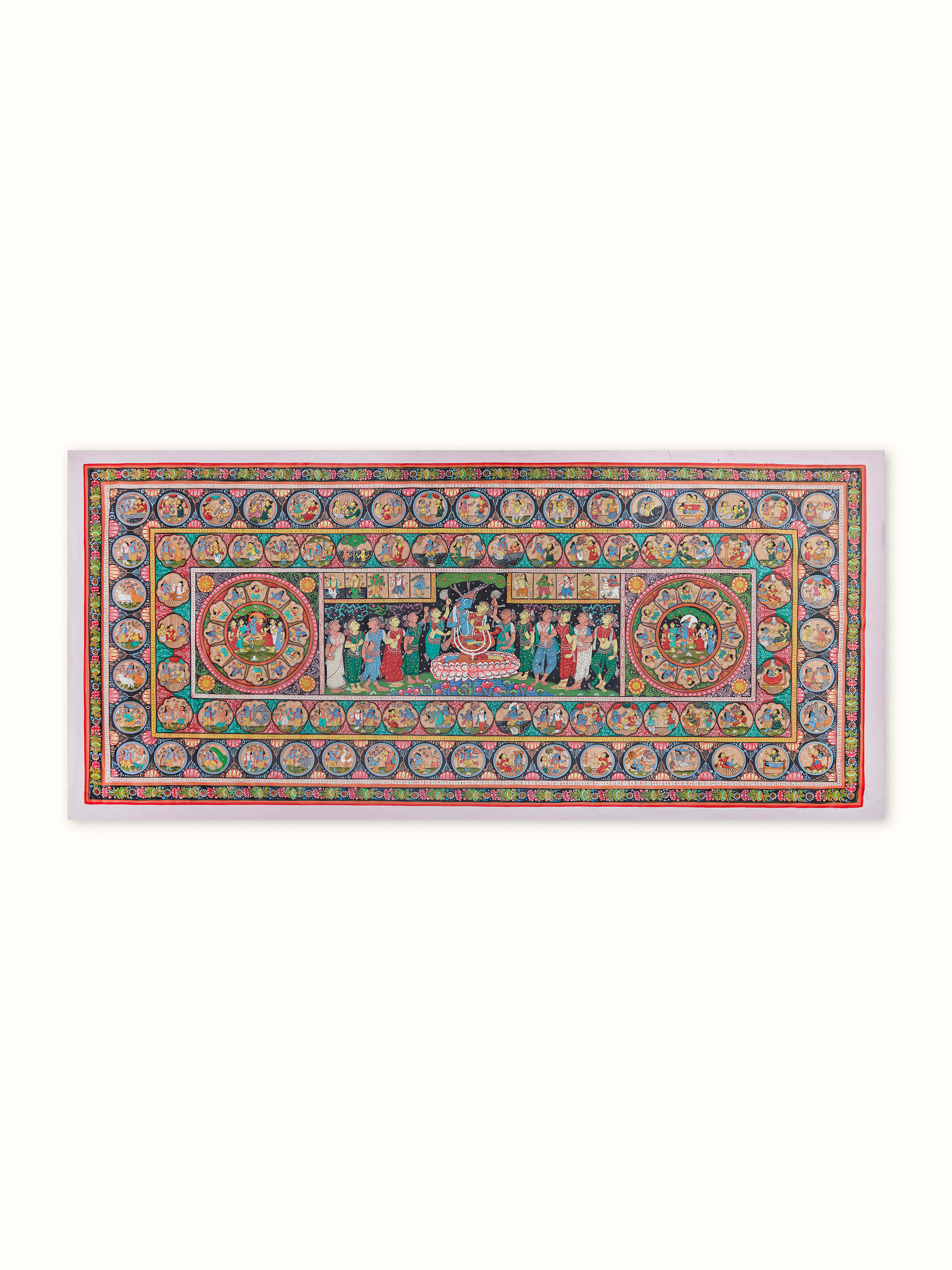 Front view of Pattachitra tales of lord Krishna painting