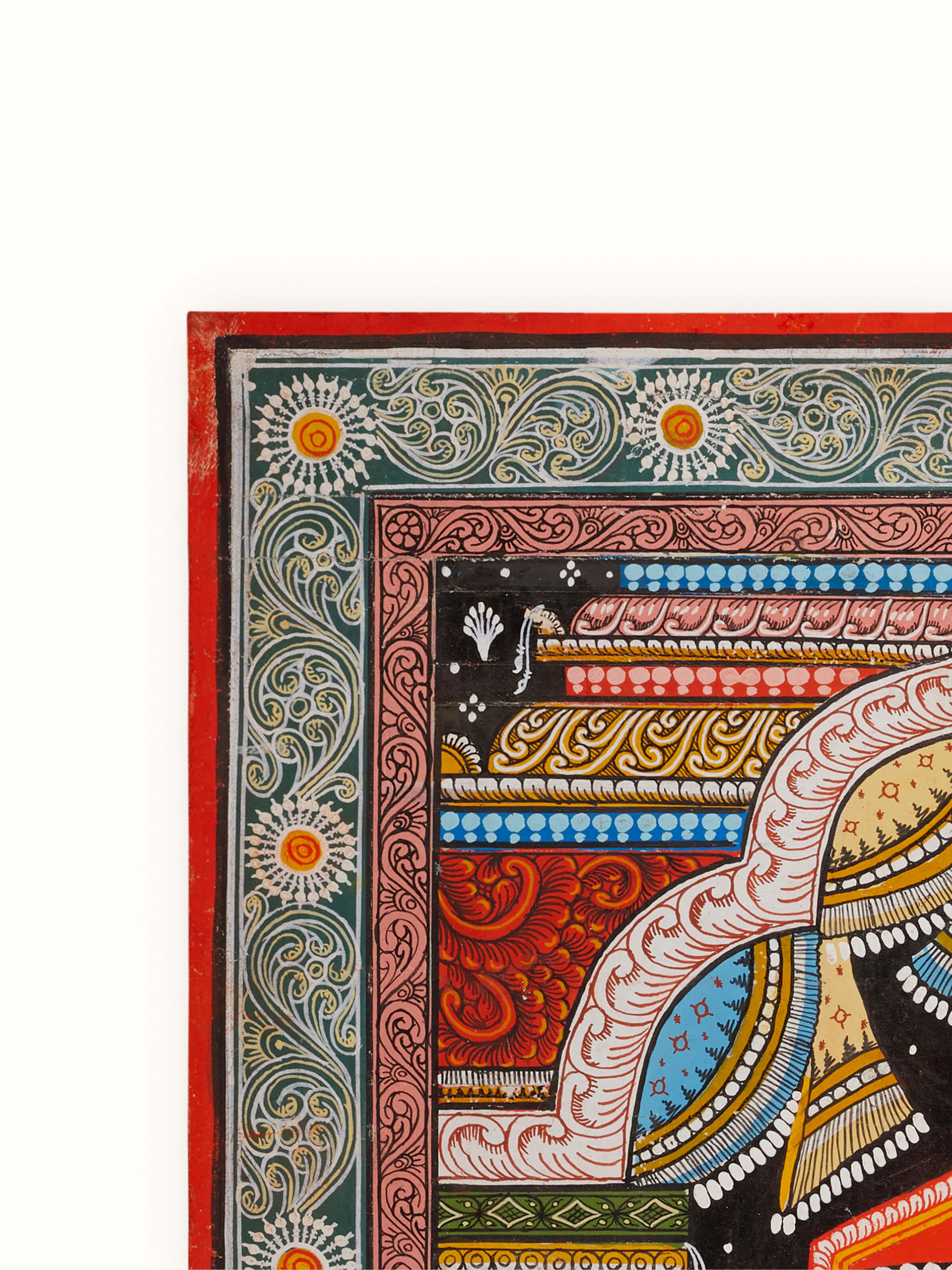 Side view of Pattachitra Lord Jagannath painting emphasizing traditional artistry.