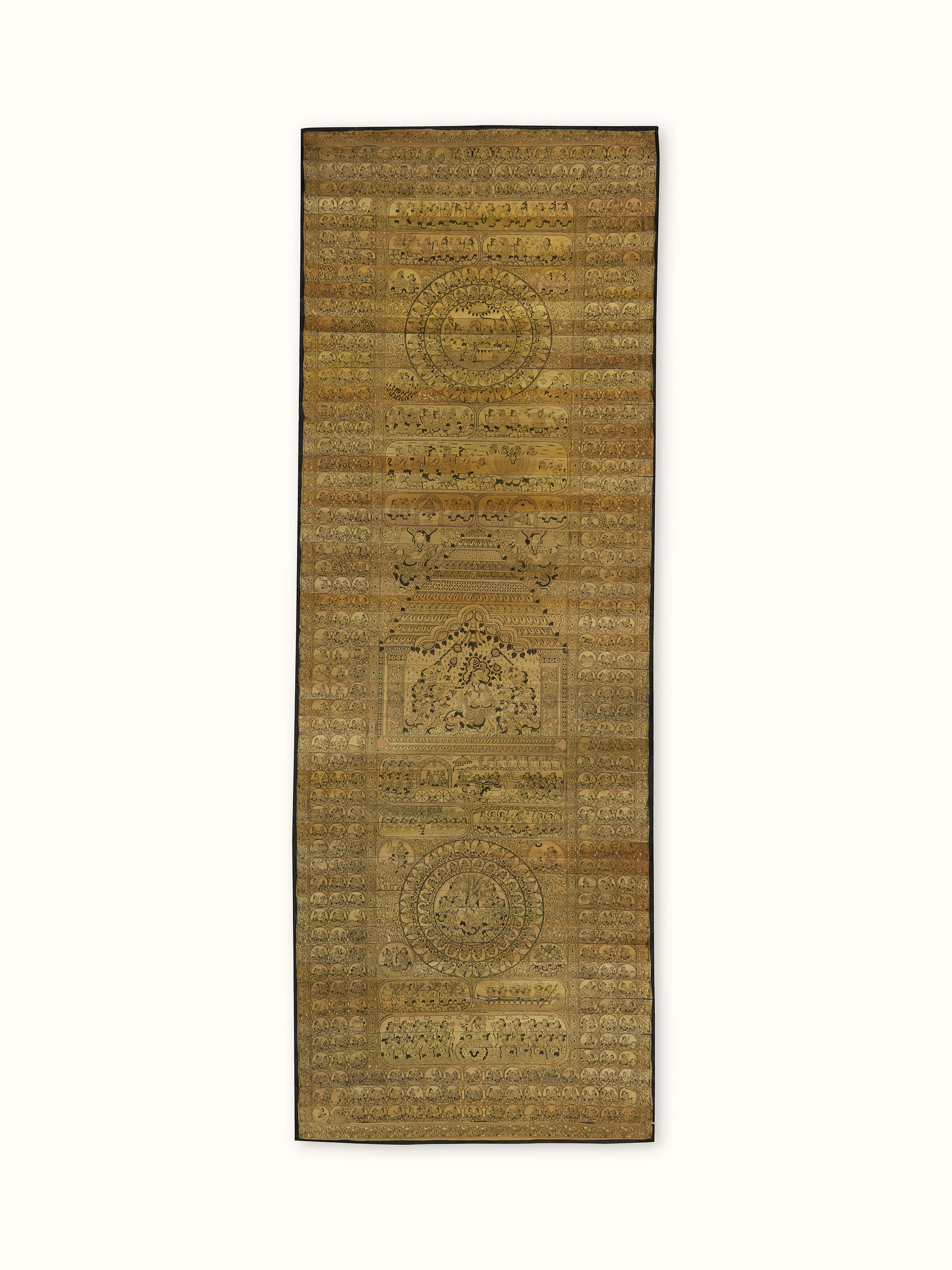 Front view of Palm Leaf Engraved Hindu Mythology Wall Art, showcasing the detailed engraving and vibrant colors