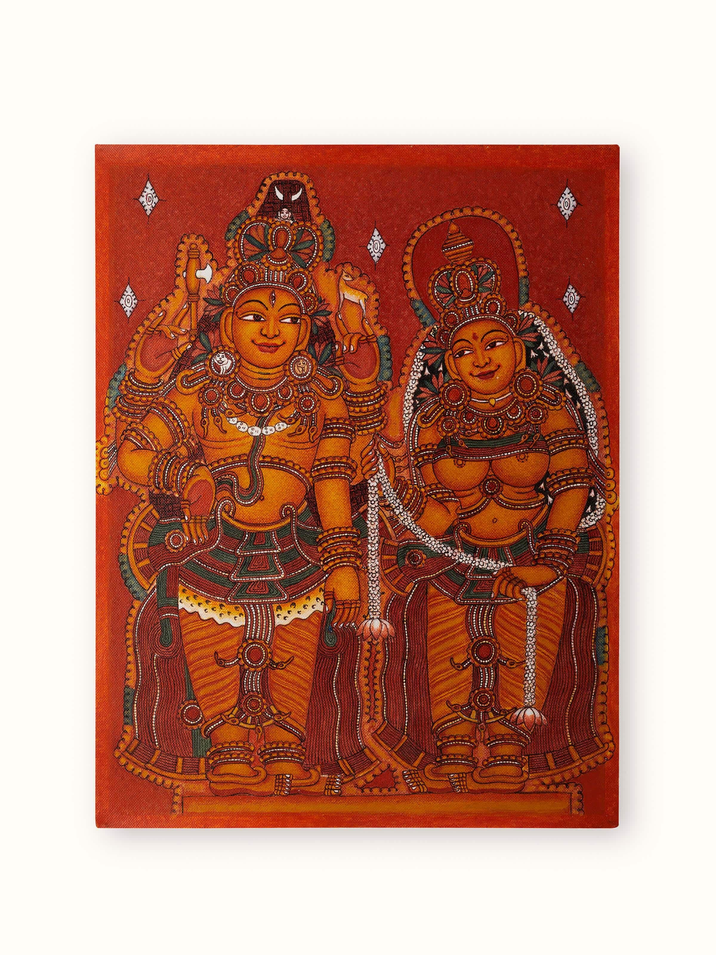 Front view of Swayamvaram Kerala mural painting, showcasing traditional Kerala art with vibrant colors.