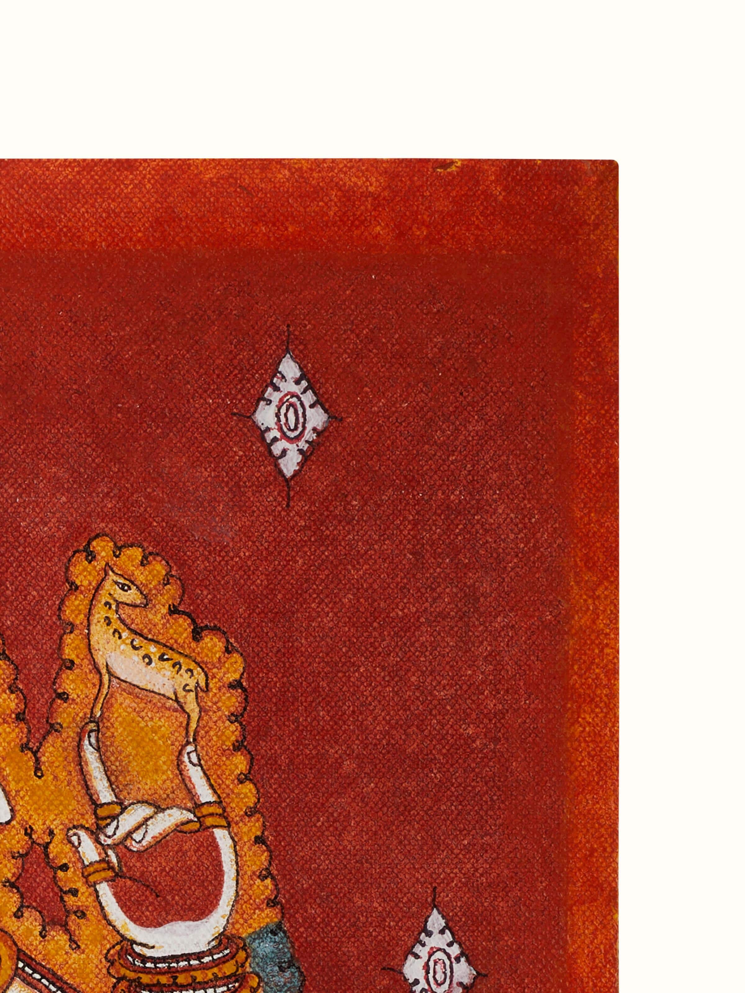 Close-up of Mukh Siva Kerala mural painting focusing on detailed elements and traditional design