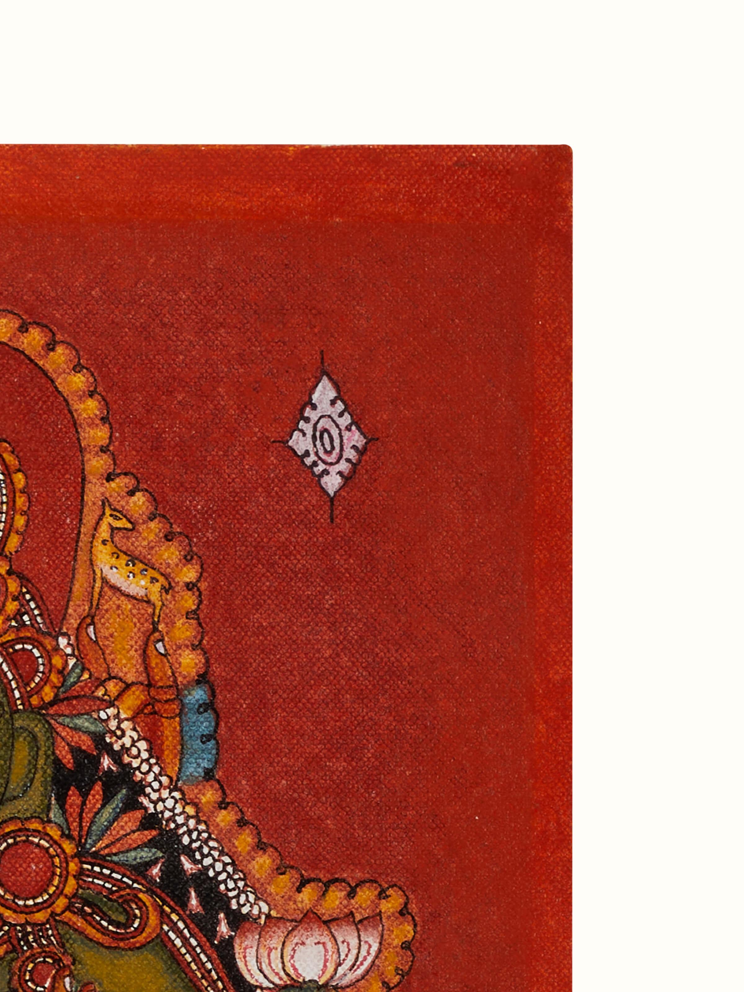 Detailed view of Swayam Kerala mural painting, showcasing the traditional artistry and design elements.