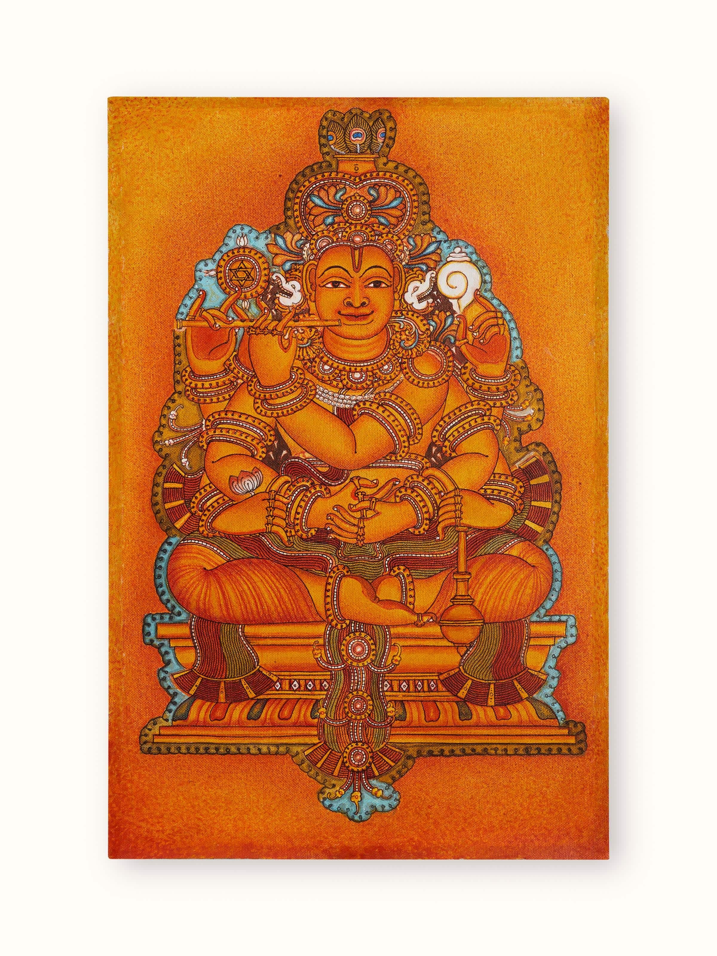 Full view of Madhanagopalam Kerala mural painting by Swadesh, showcasing the vibrant colors and traditional mural art.