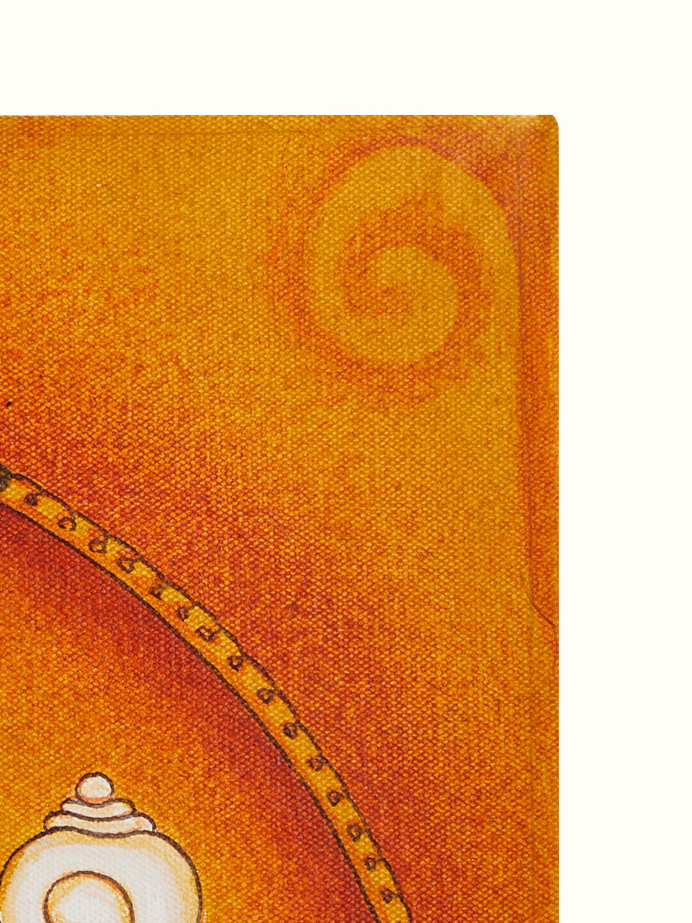 Side view of Gayathri Kerala mural painting highlighting the detailed craftsmanship and vibrant colors