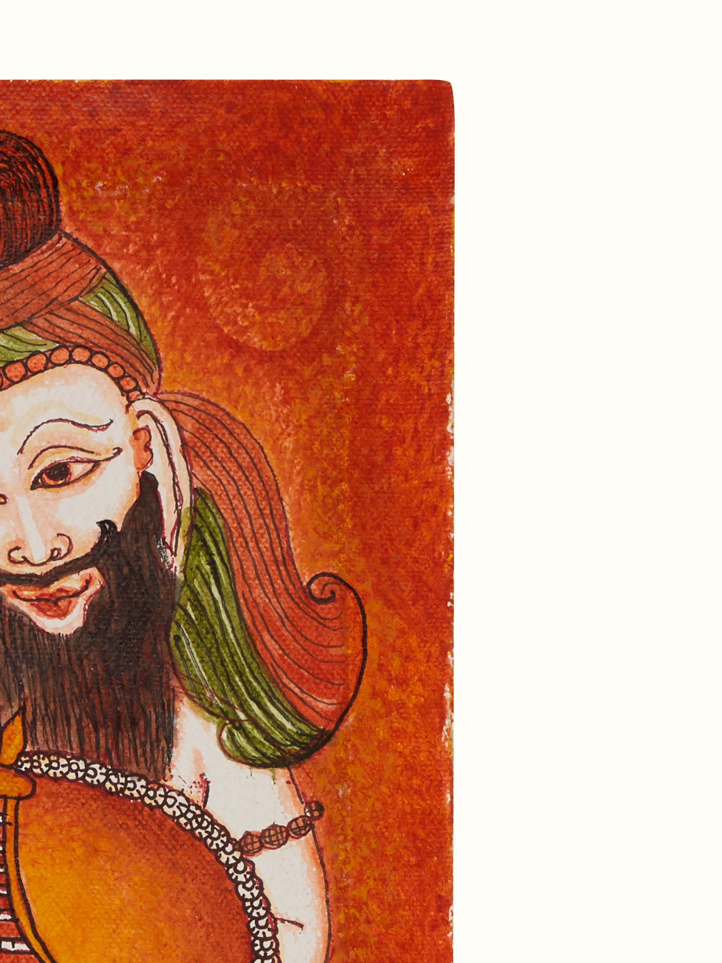 Close-up of Kudumbam Kerala Mural Painting showcasing fine details