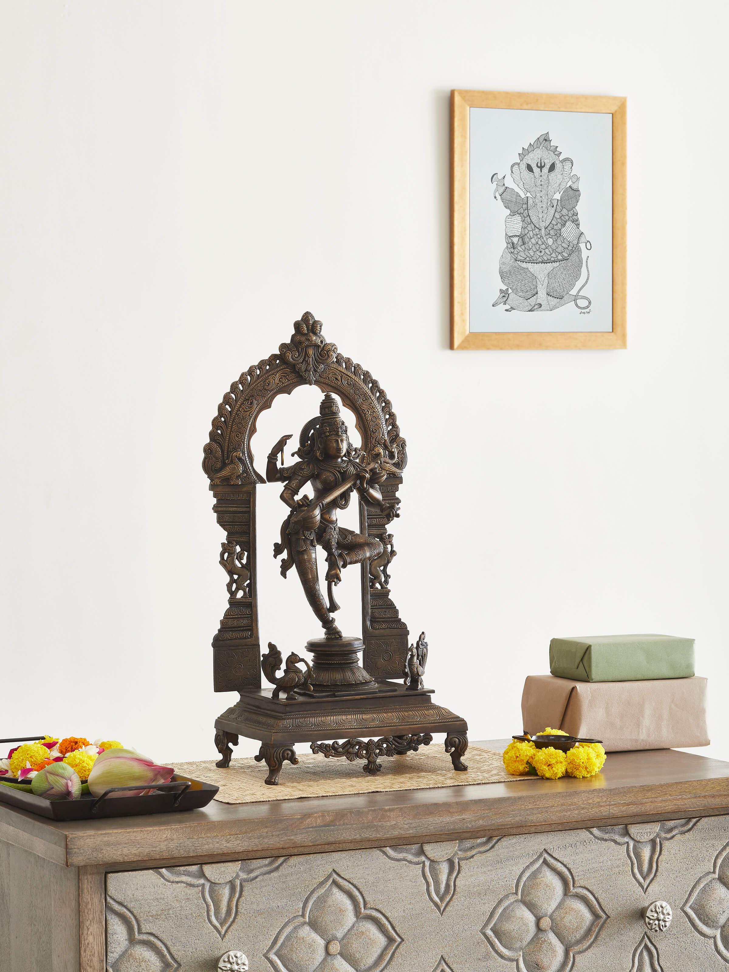 Dancing Saraswathi with Arc Bronze Casting Idol
