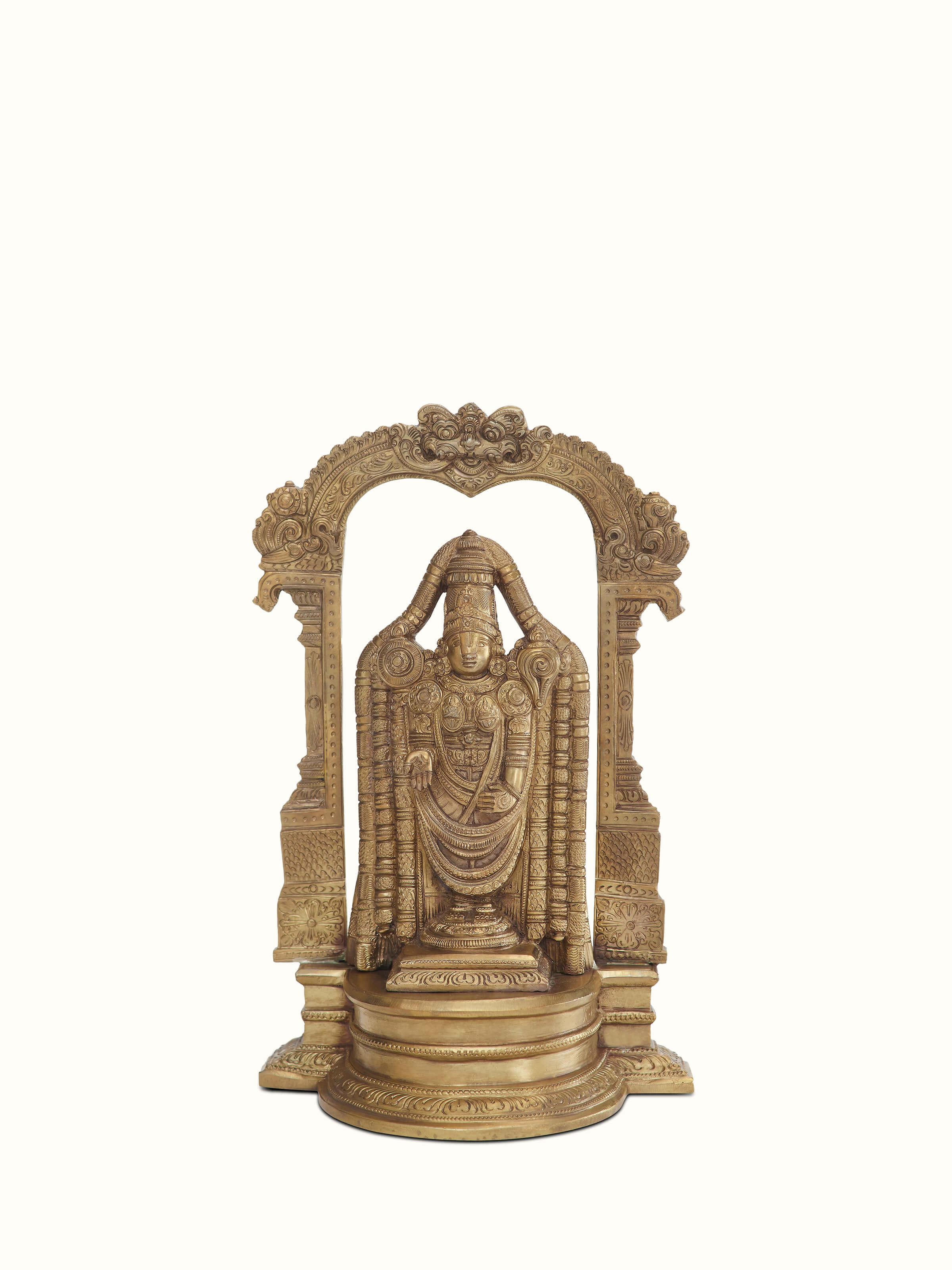 Front view of Balaji Bronze Casting Idol with detailed bronze finish.