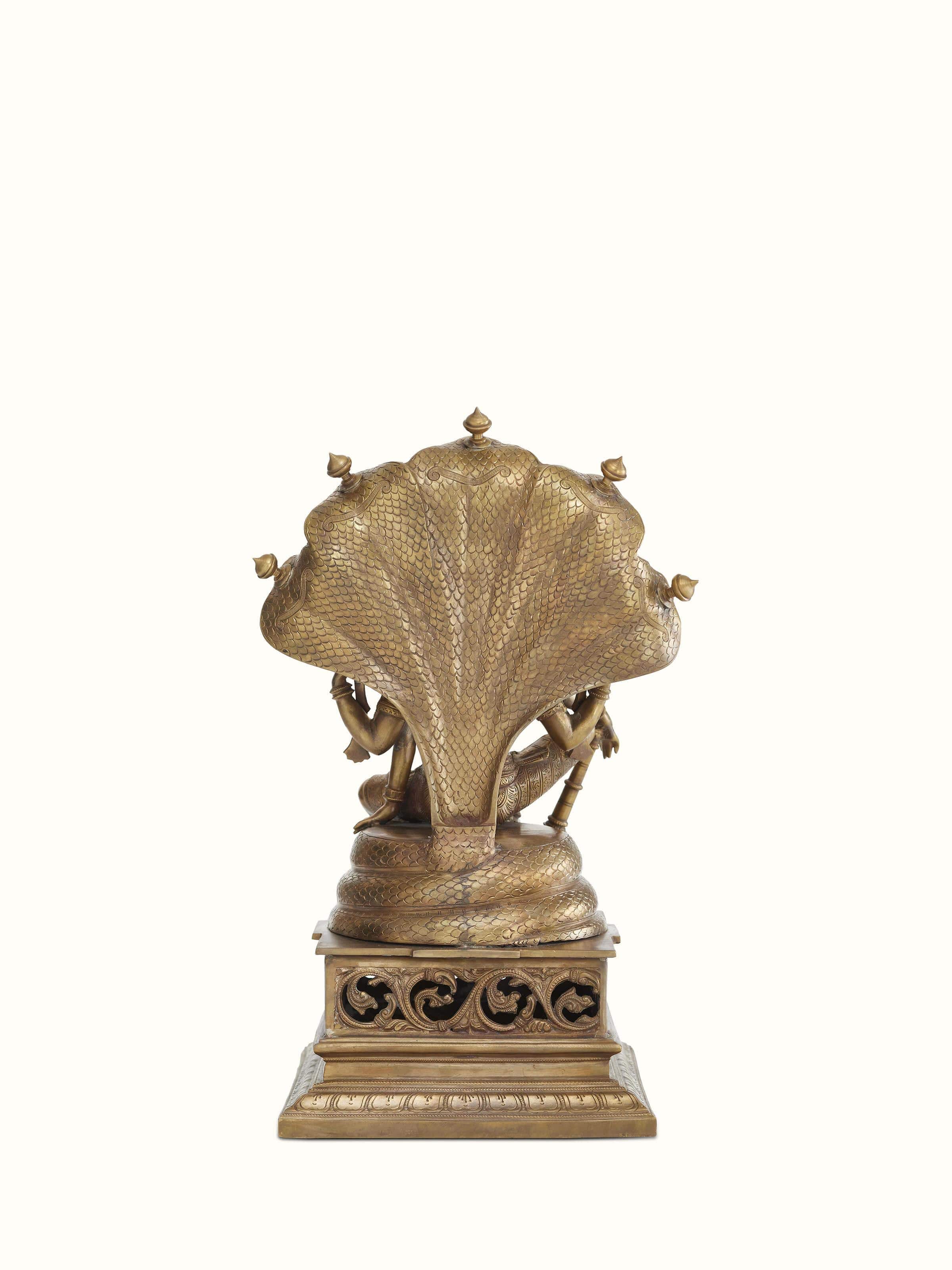 Full view of Ranganatha bronze casting idol, showcasing its complete design and detailed features.