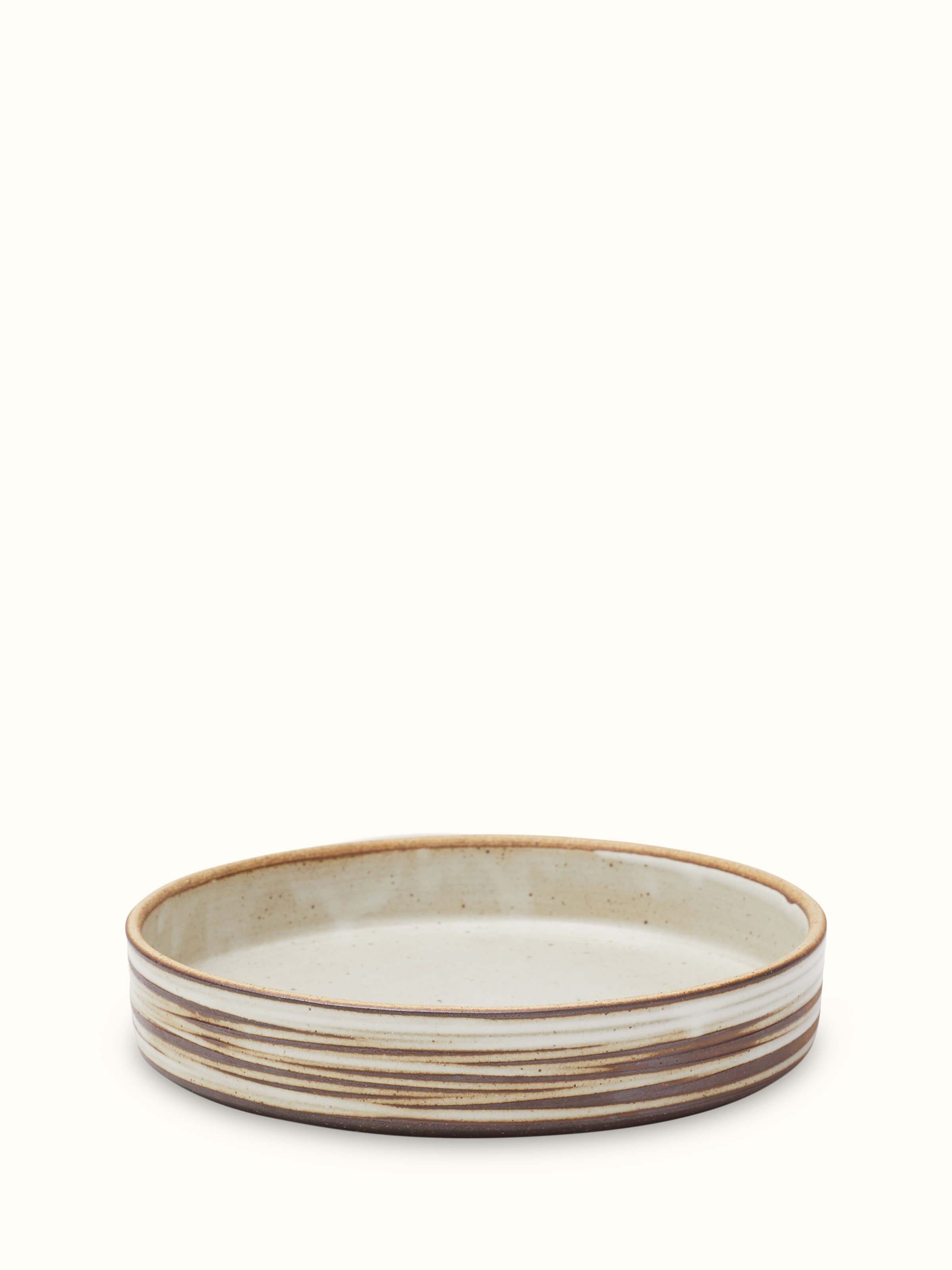 Top view of Studio Pottery Ceramic Serving Bowl in Beige with minimalistic design