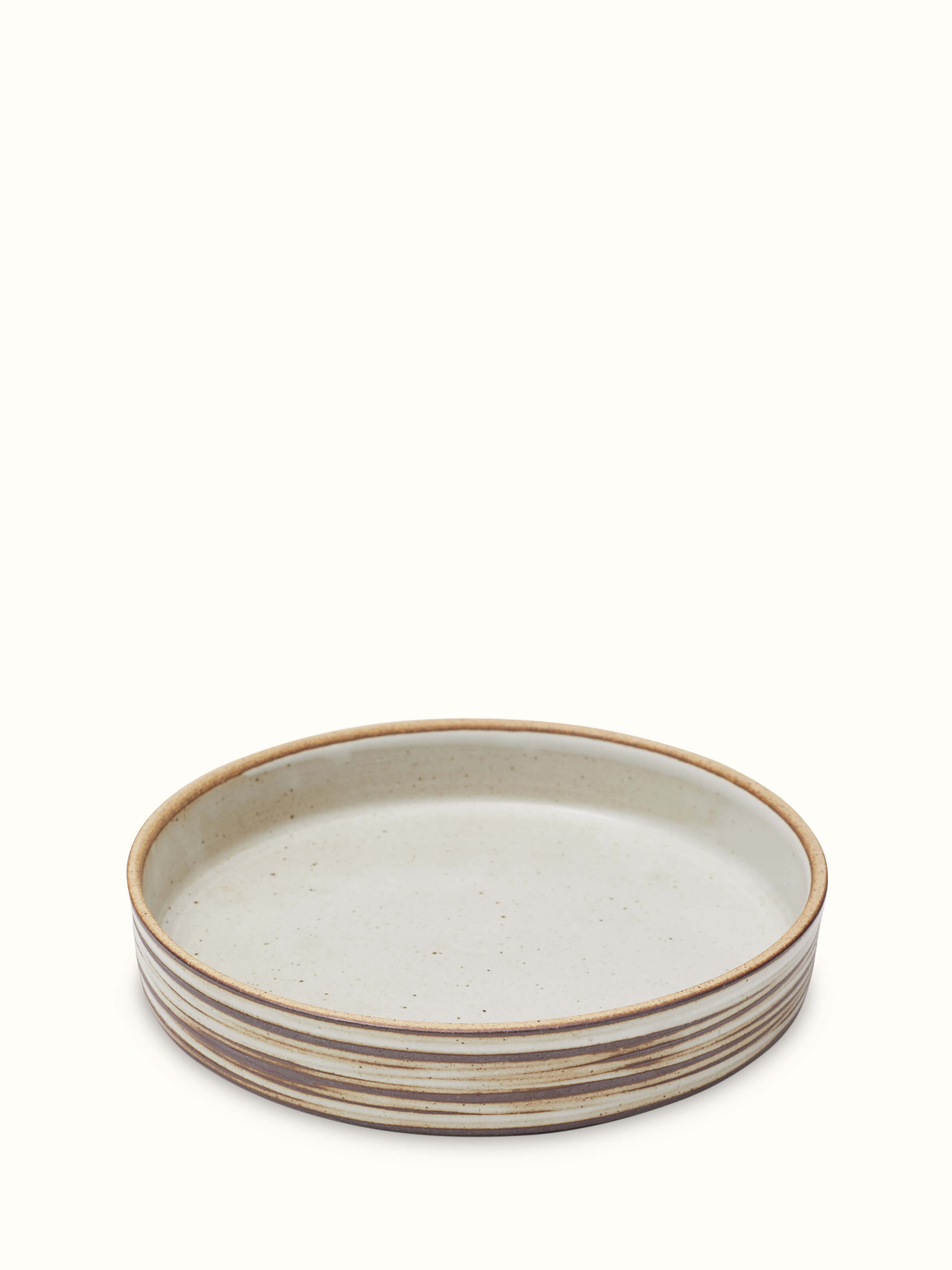 Detailed side view of Studio Pottery Ceramic Serving Bowl in Beige