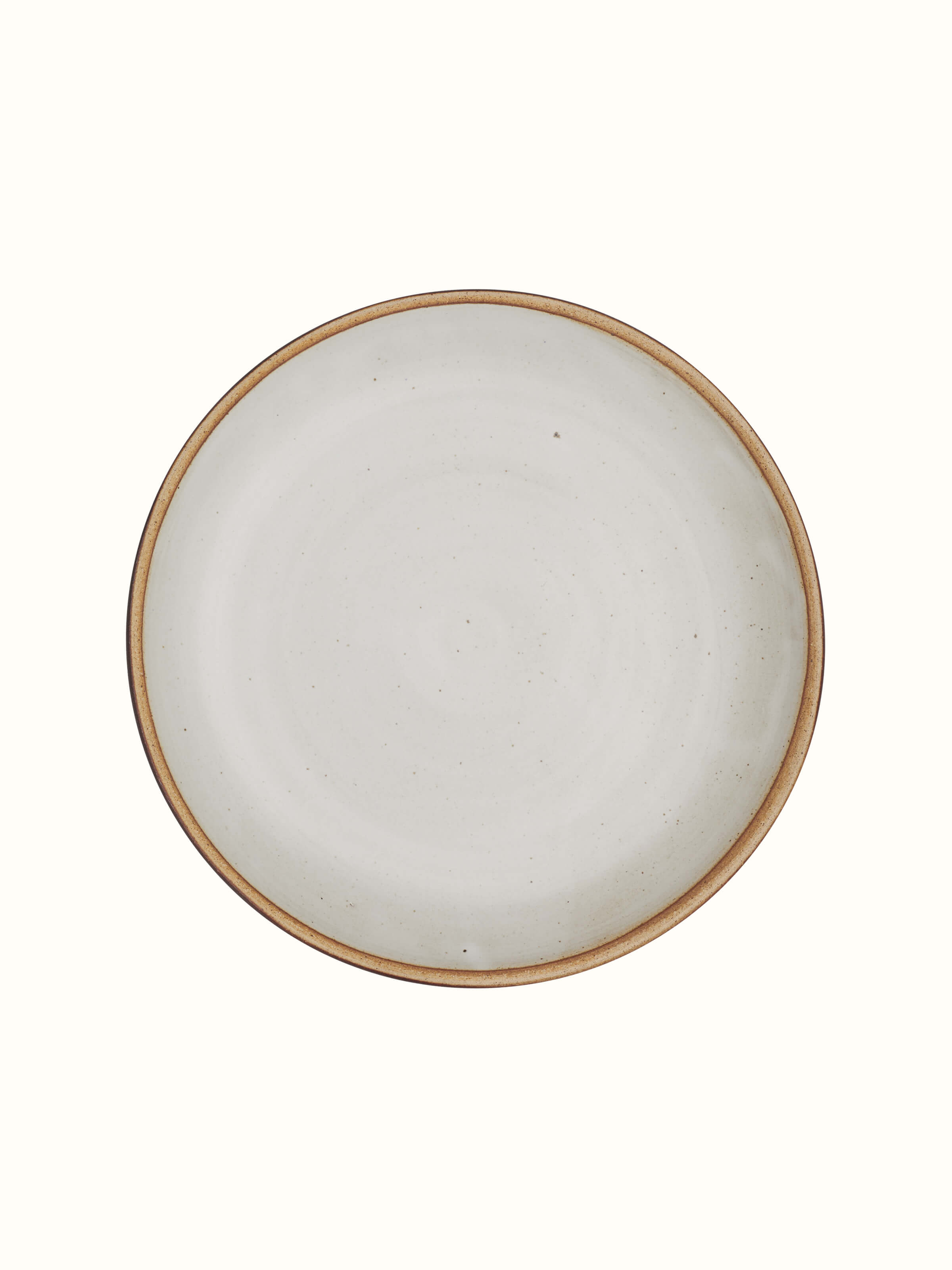 Detailed view of Studio pottery ceramic dinner plate white focusing on the quality of the ceramic and clean design