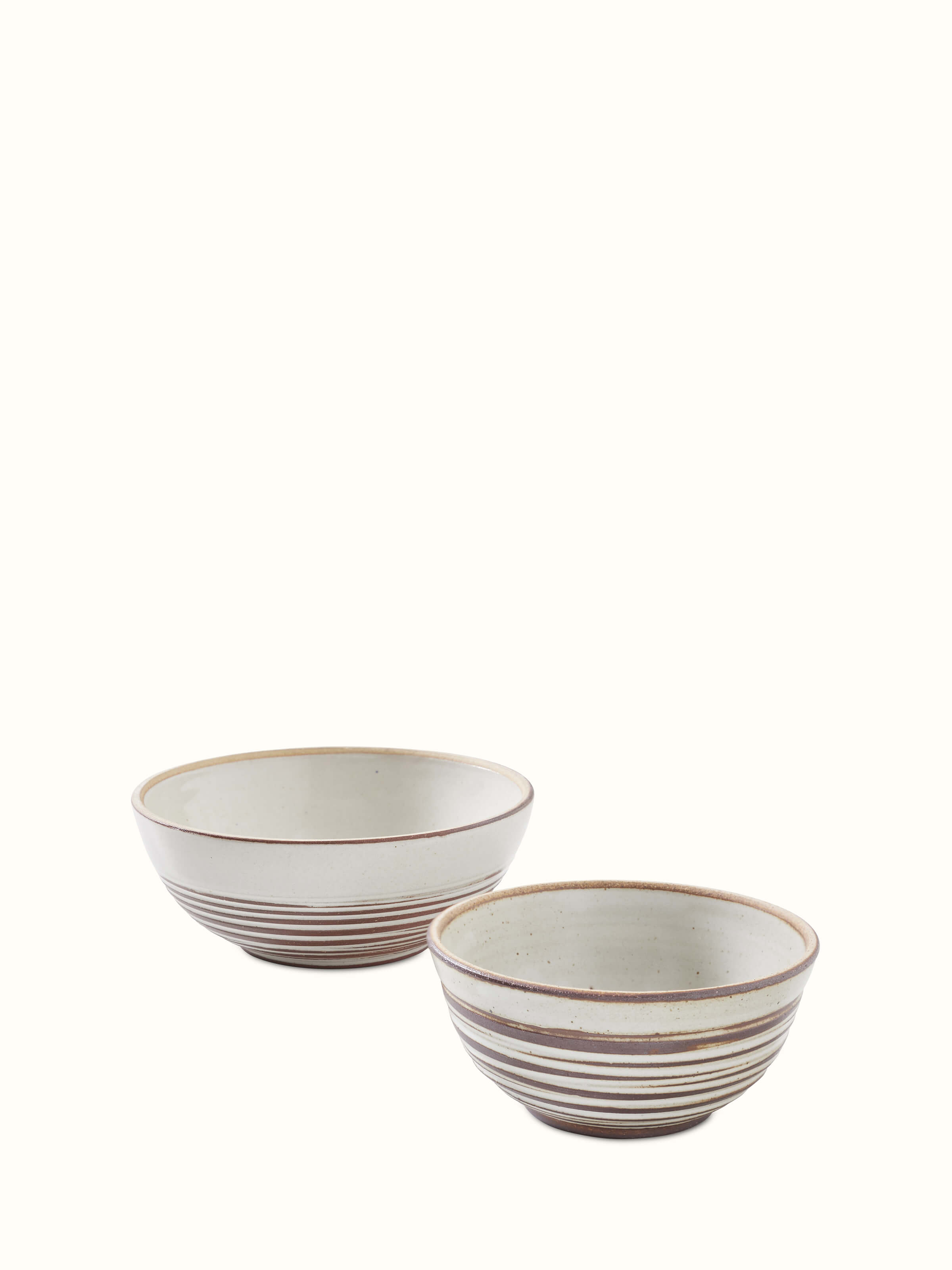 Front view of Studio Pottery Ceramic Serving Bowls (2 pcs), showcasing their unique design and glaze