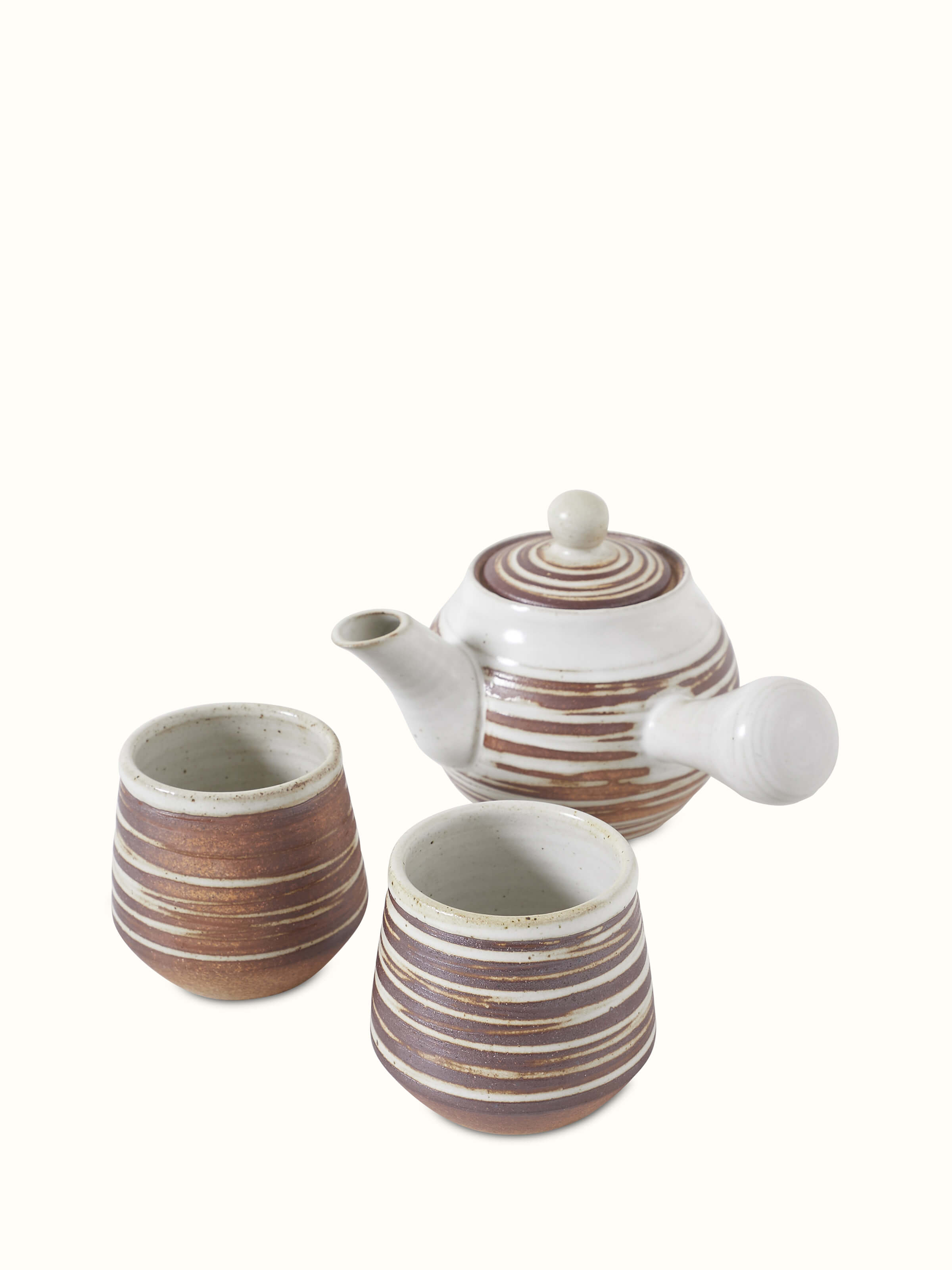 Front view of Studio pottery ceramic tea set (2 pcs) featuring elegant design