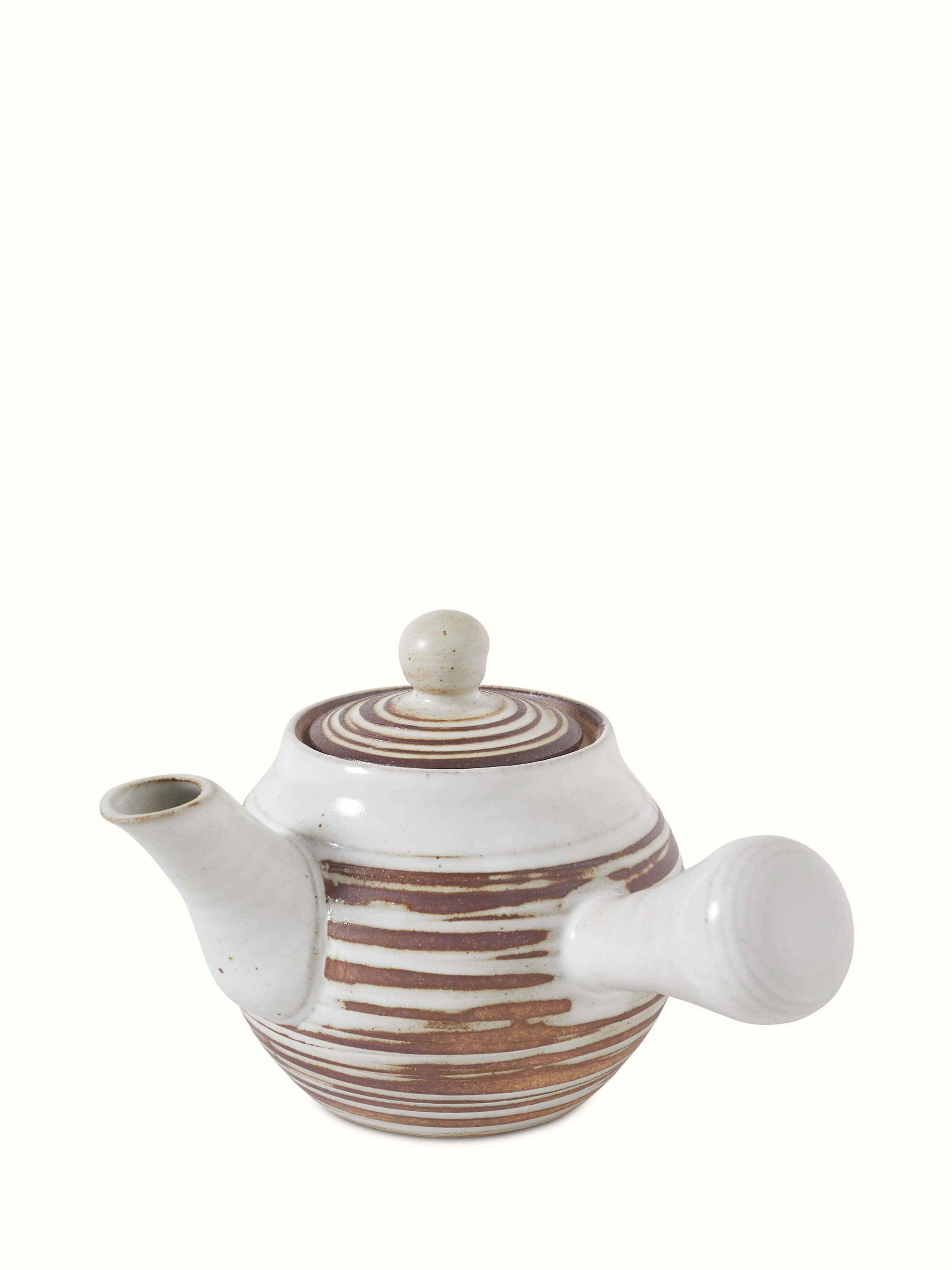 Detailed view of Studio pottery ceramic tea set (2 pcs) focusing on the handle design