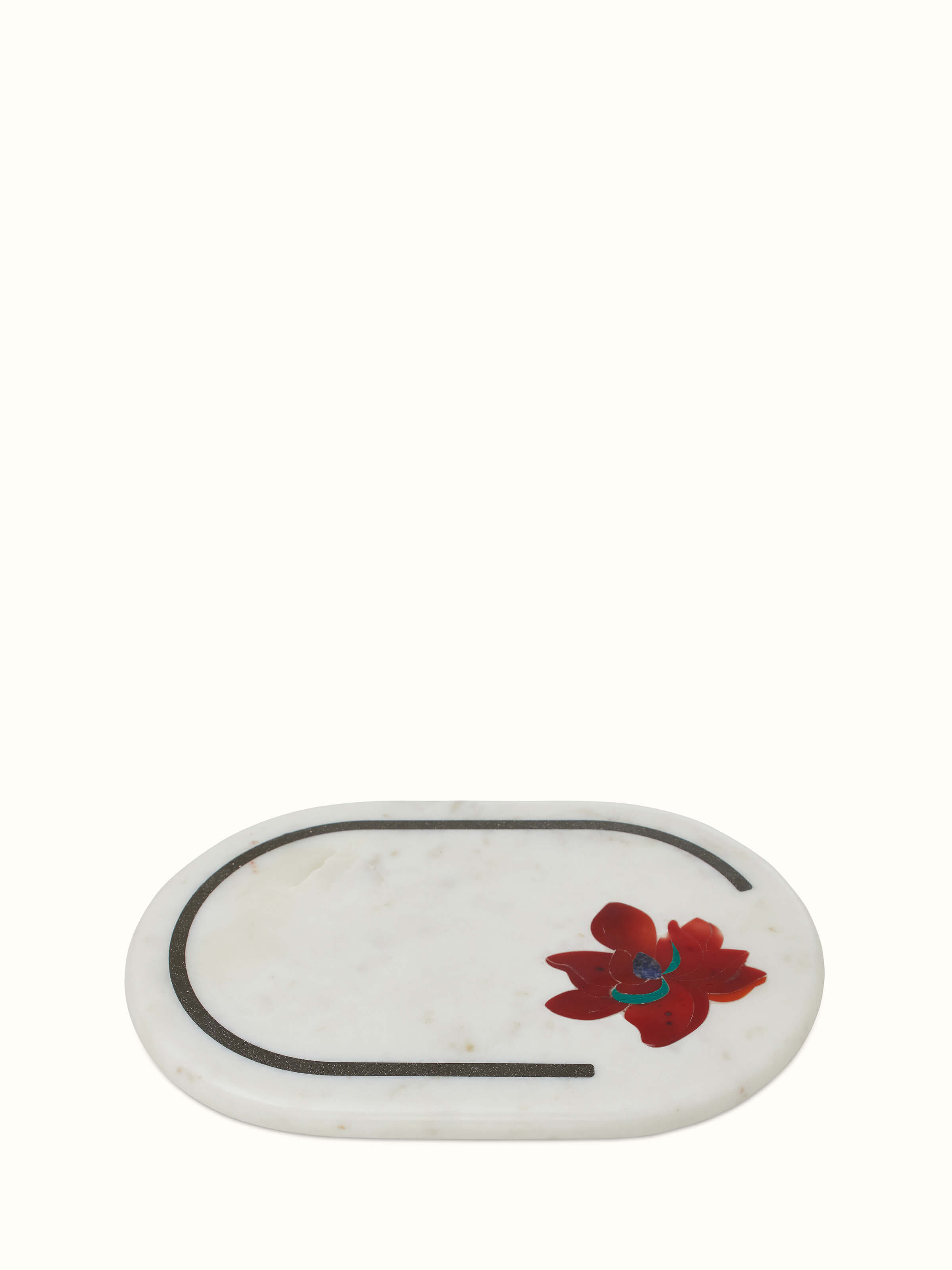 Front view of Marble & coloured stone cheese board highlighting the elegant design and intricate stone patterns.