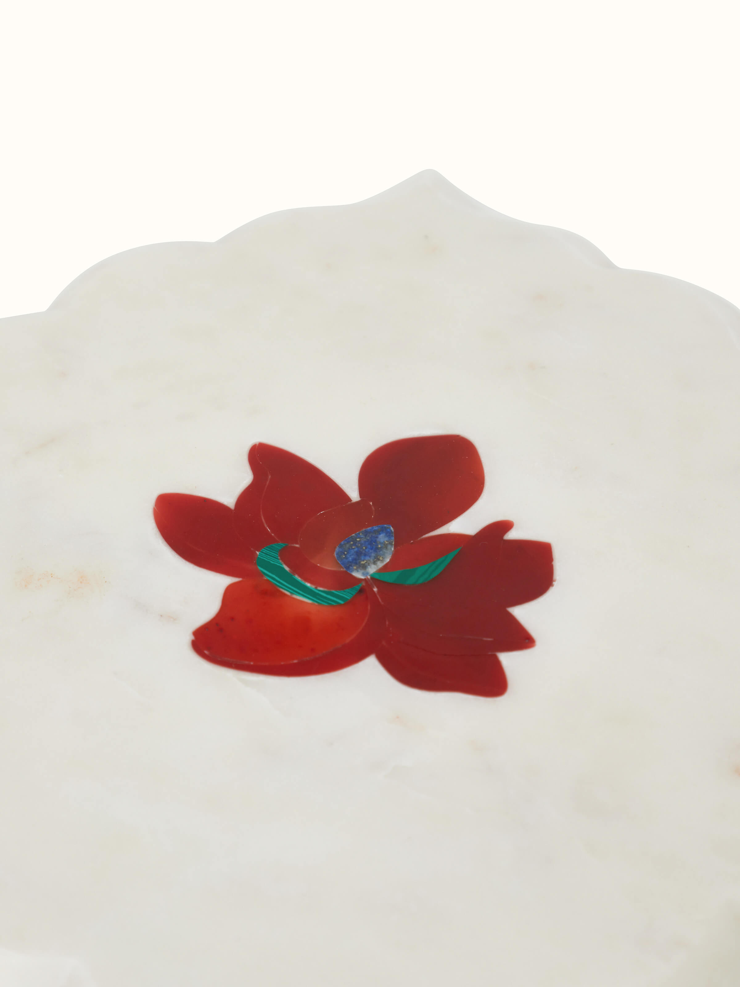 Close-up view of Marble & coloured stone dessert stand highlighting the detailed stonework and elegant design