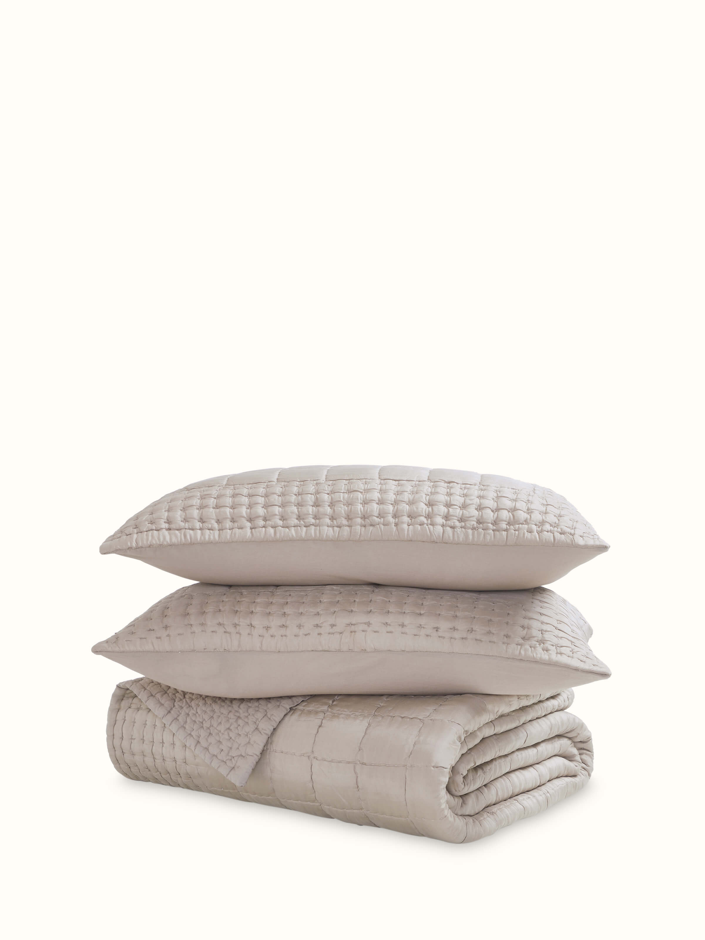 Pipa Grey Solid Silk Razai Double Bedspread Set showcasing an elegant grey silk with delicate embroidery.