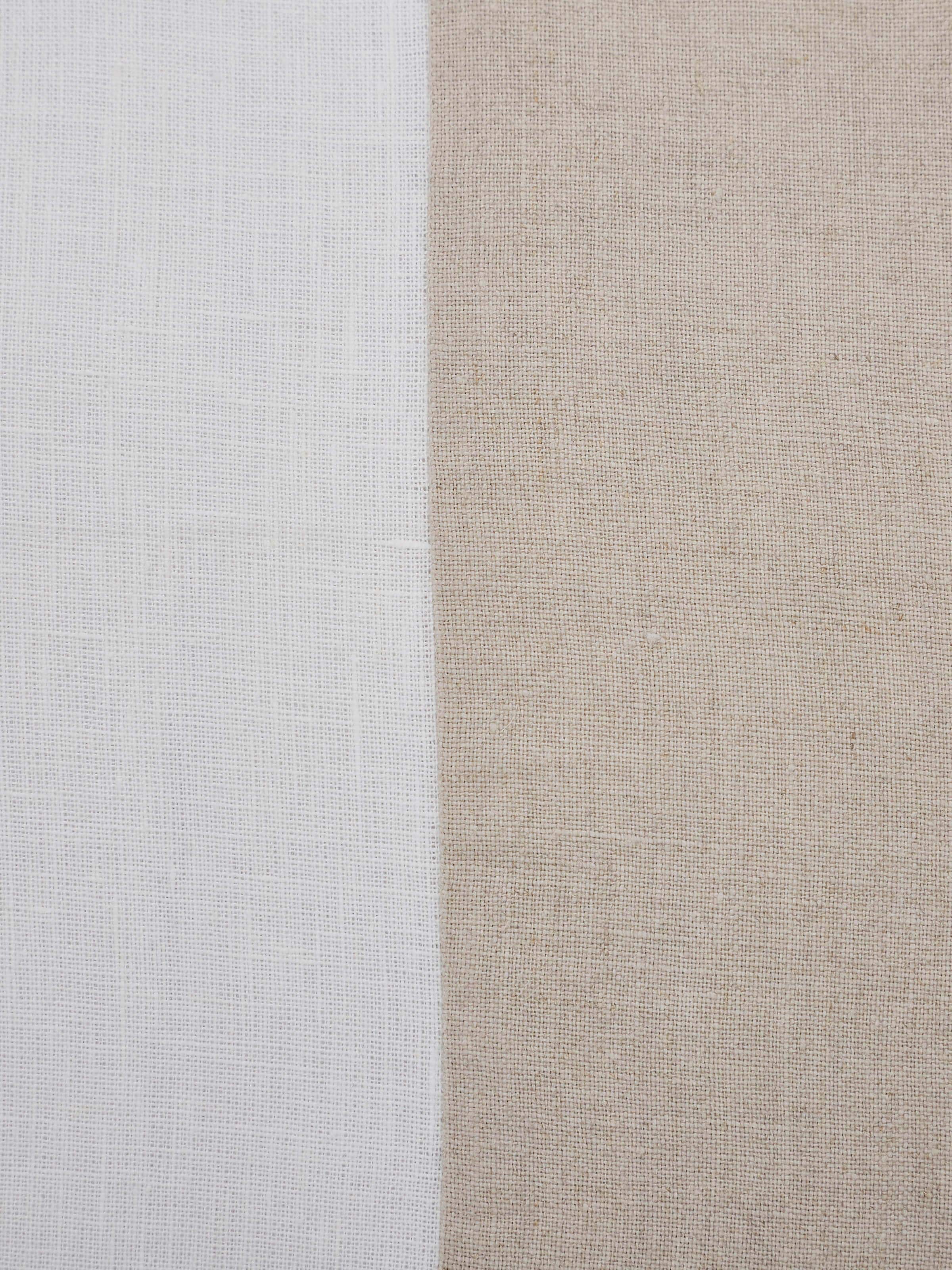 Back view of Kahani beige two tone linen kantha hand embroidery cushion cover showing the cushion's construction