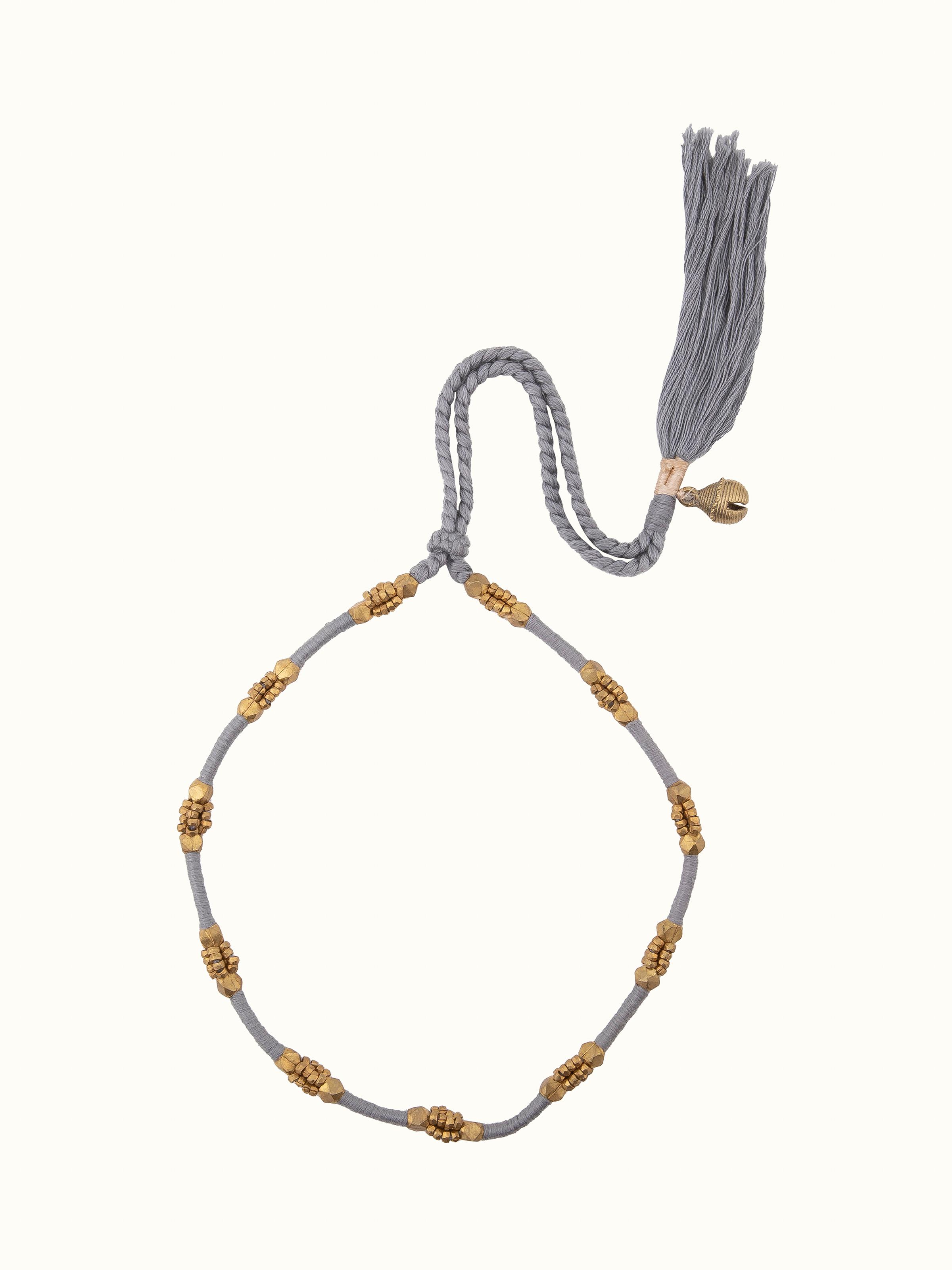 Front view of Dhokra long necklace showcasing traditional Dhokra metalwork