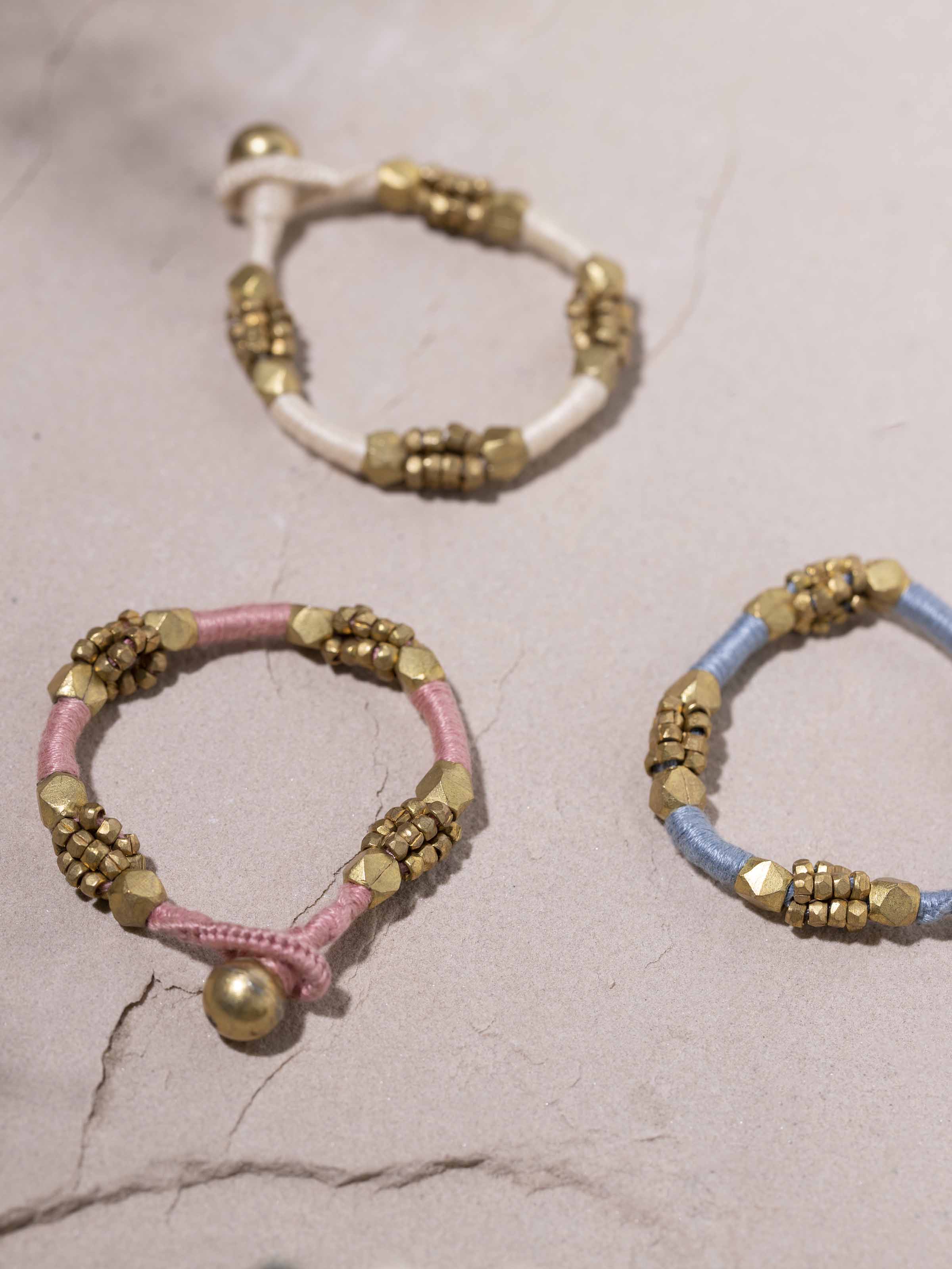 Overhead view of Dhokra Bracelet Set (2 pcs) highlighting the complete design and traditional metalwork