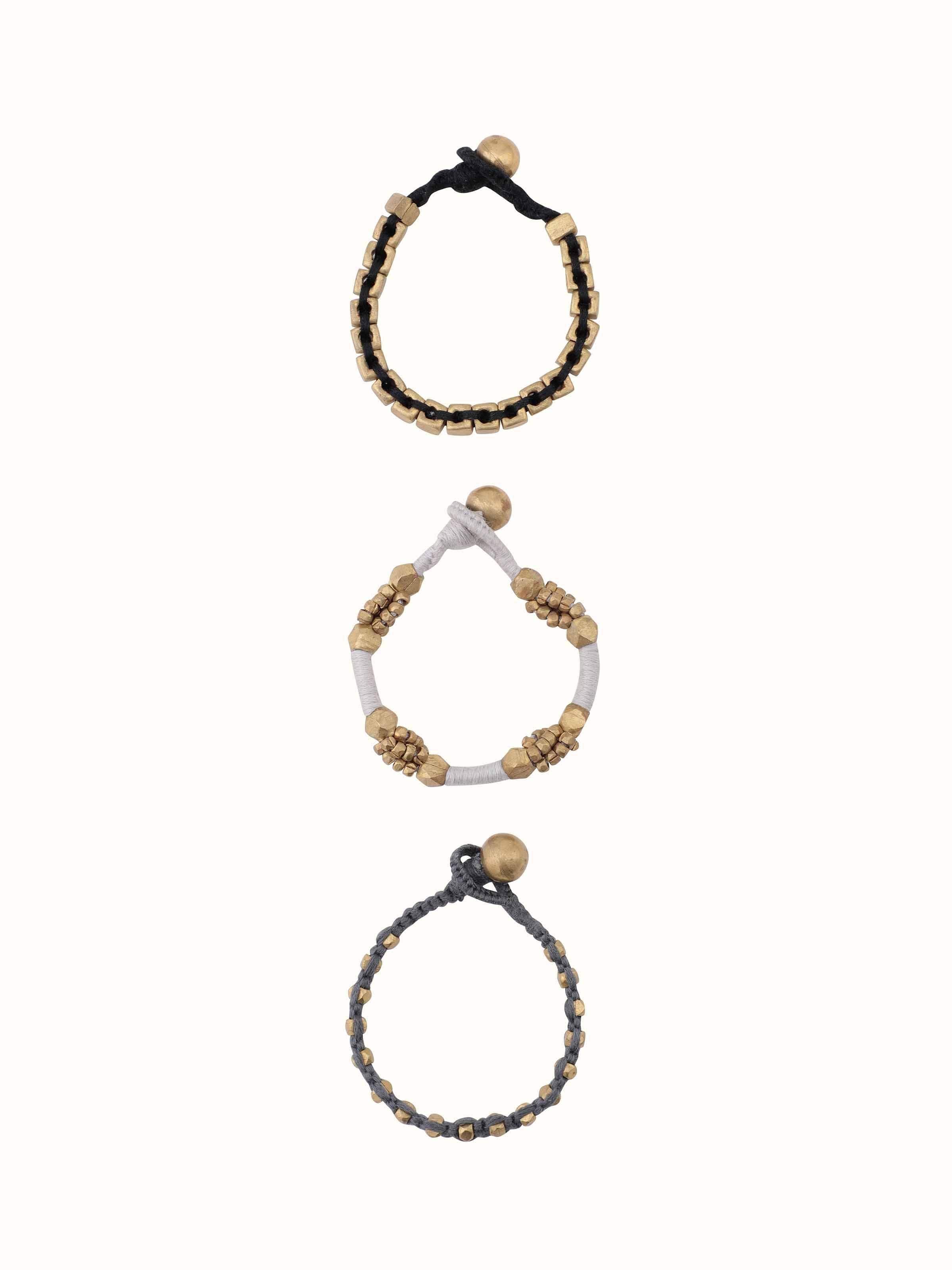 Front view of Dhokra bracelet set (3 pcs) highlighting unique design and craftsmanship