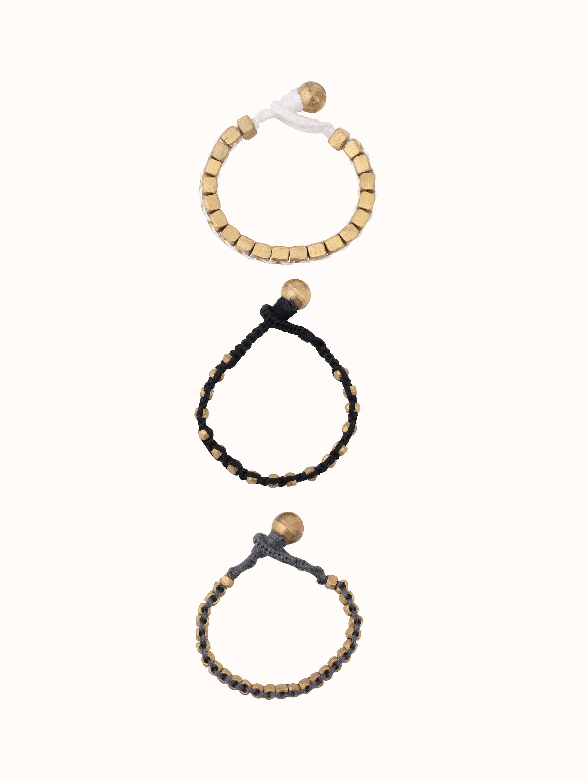 Front view of Dhokra Bracelet Set (3 pcs) showcasing traditional metalwork.