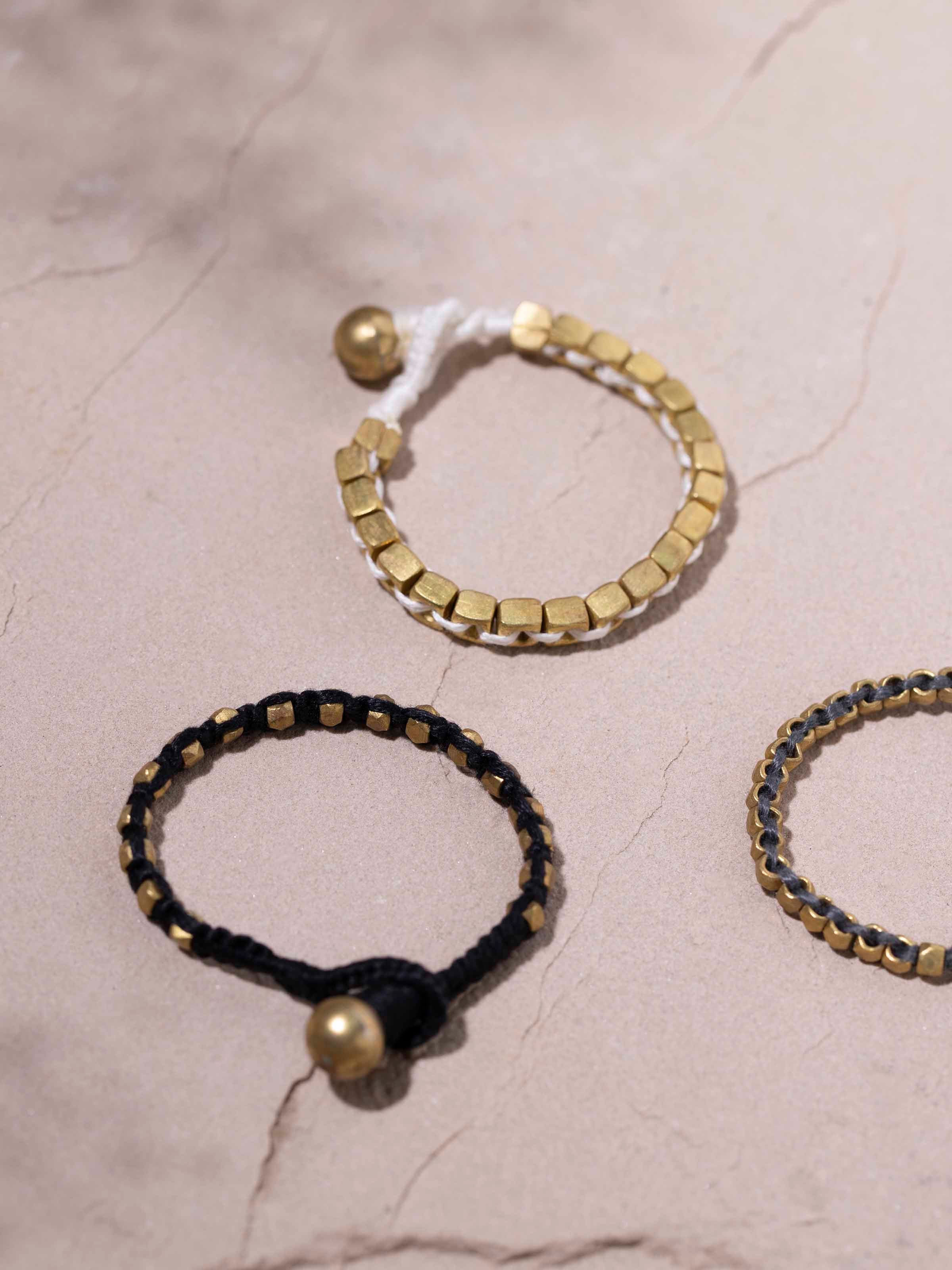 Back view of Dhokra Bracelet Set (3 pcs) showing the clasp and design elements.