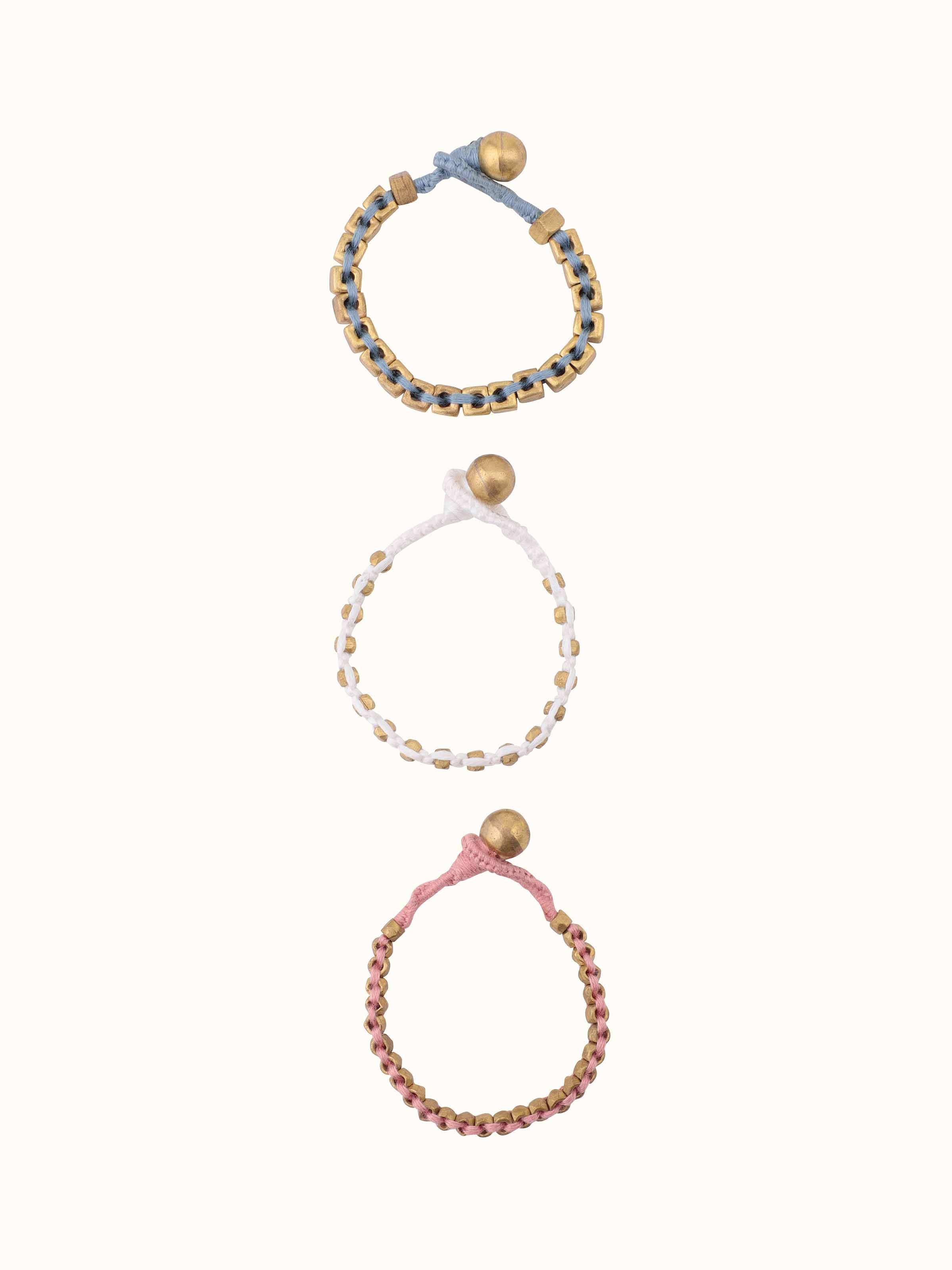 Front view of Dhokra Bracelet Set (3 pcs), showcasing unique design