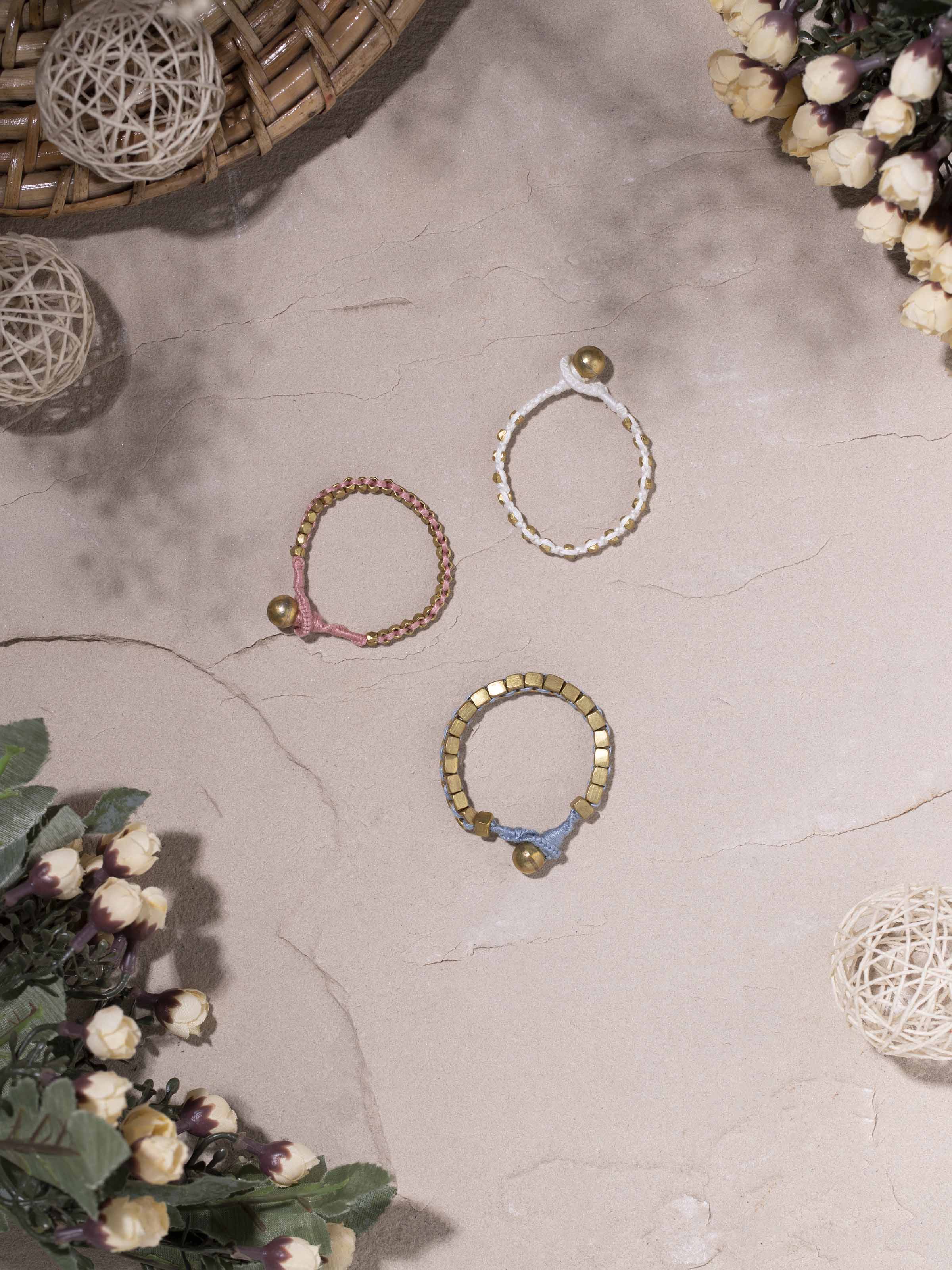 Close-up of Dhokra Bracelet Set (3 pcs), highlighting craftsmanship