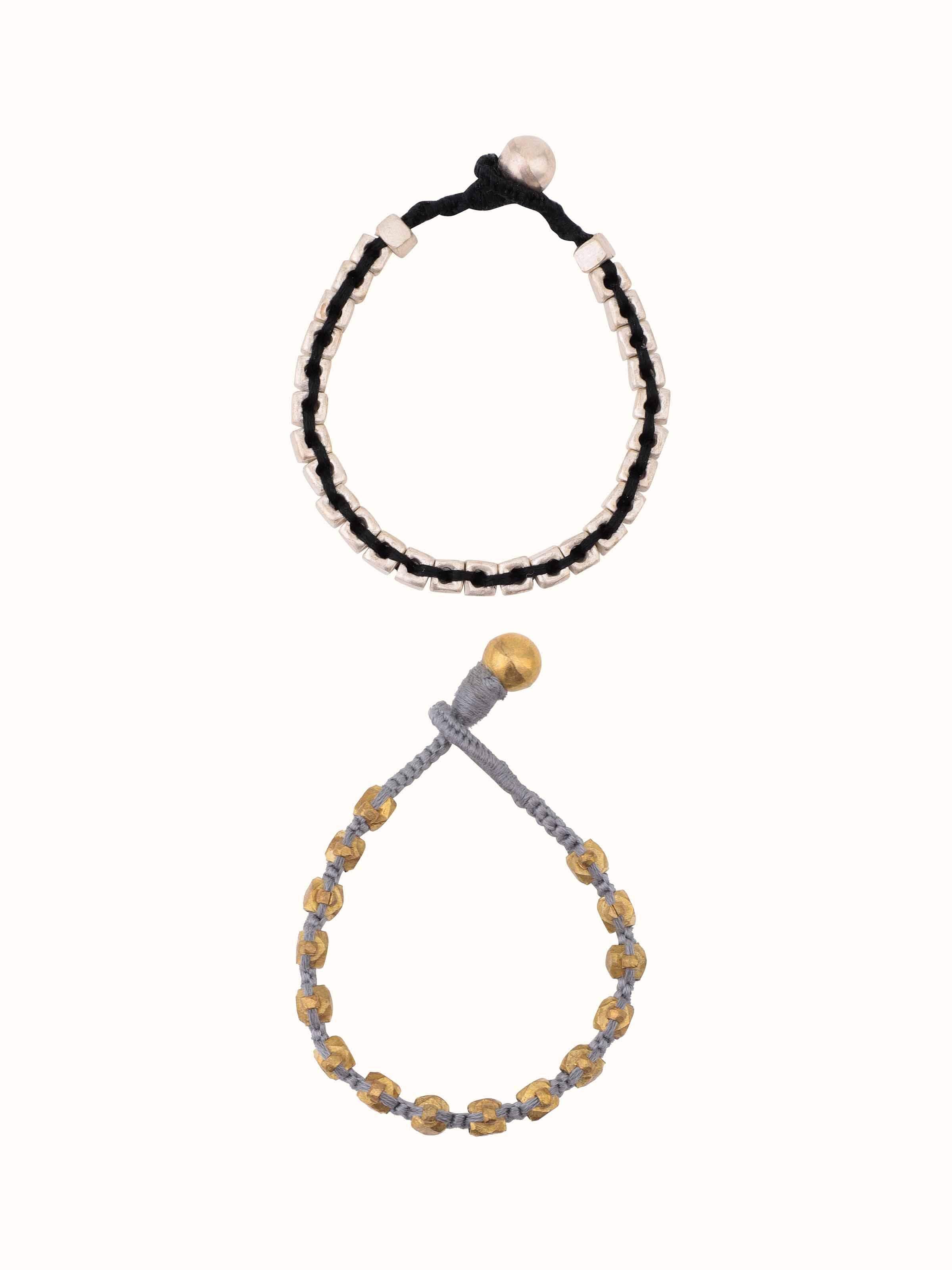 Front view of Dhokra Bracelet Set of 2 showcasing traditional design with intricate metalwork.