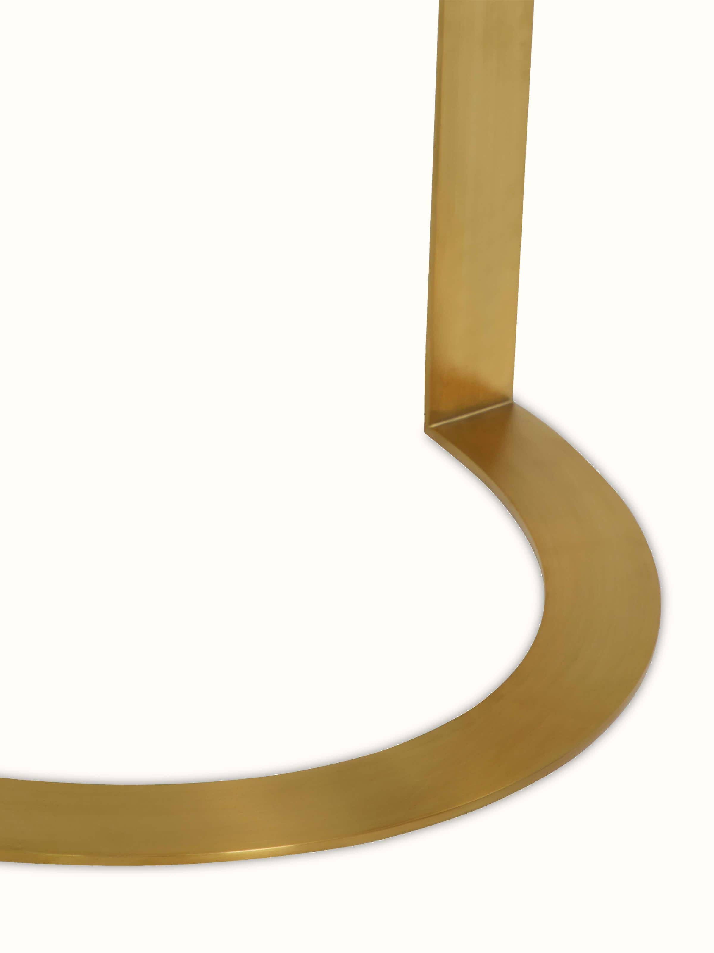 Stand view of Carved Metal & Marble Top Coffee Table showing the polished marble and elaborate metalwork