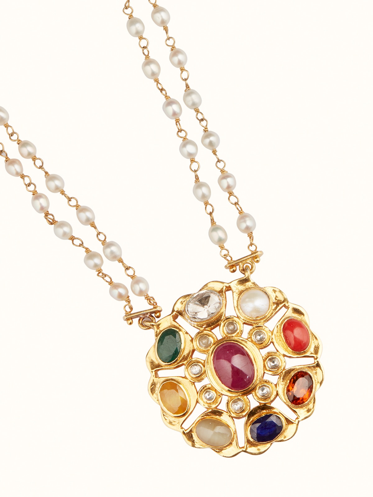 Navratna Silver Pendant & Chain