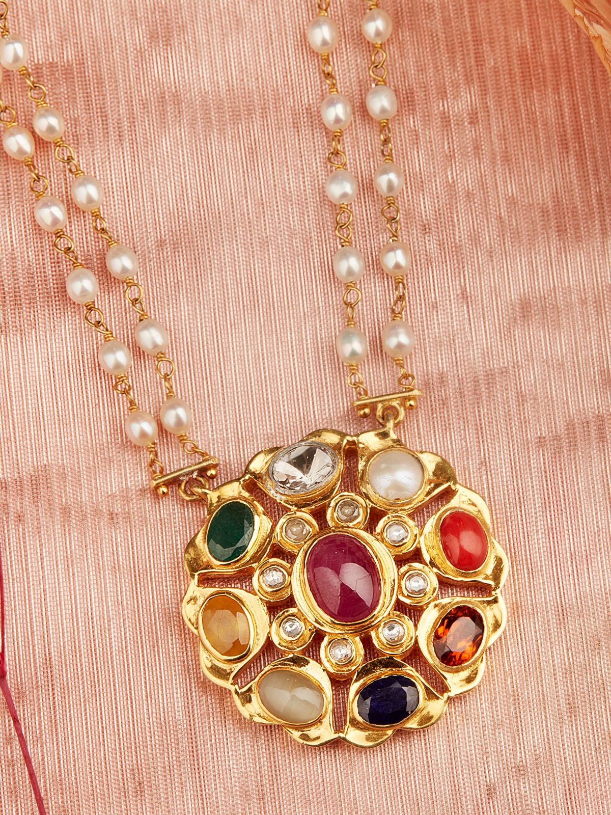 Navratna Silver Pendant & Chain