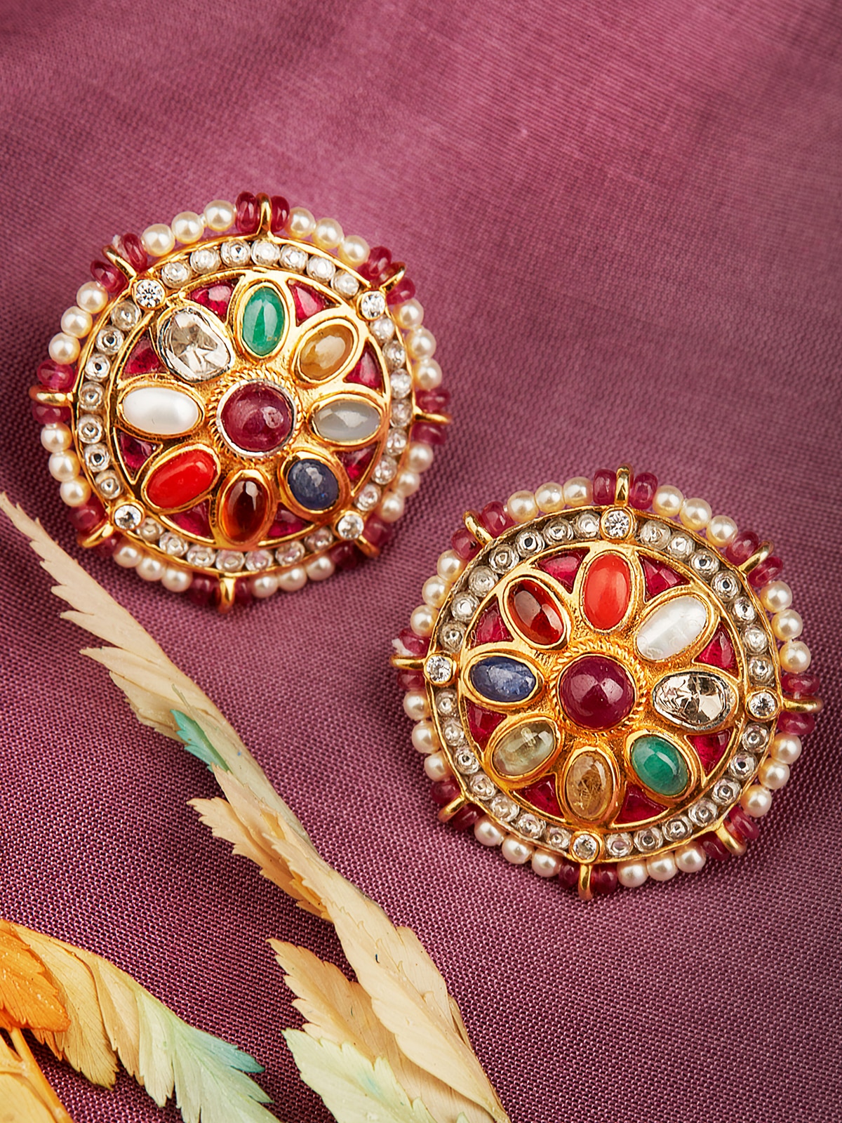 Navratna Silver Studs