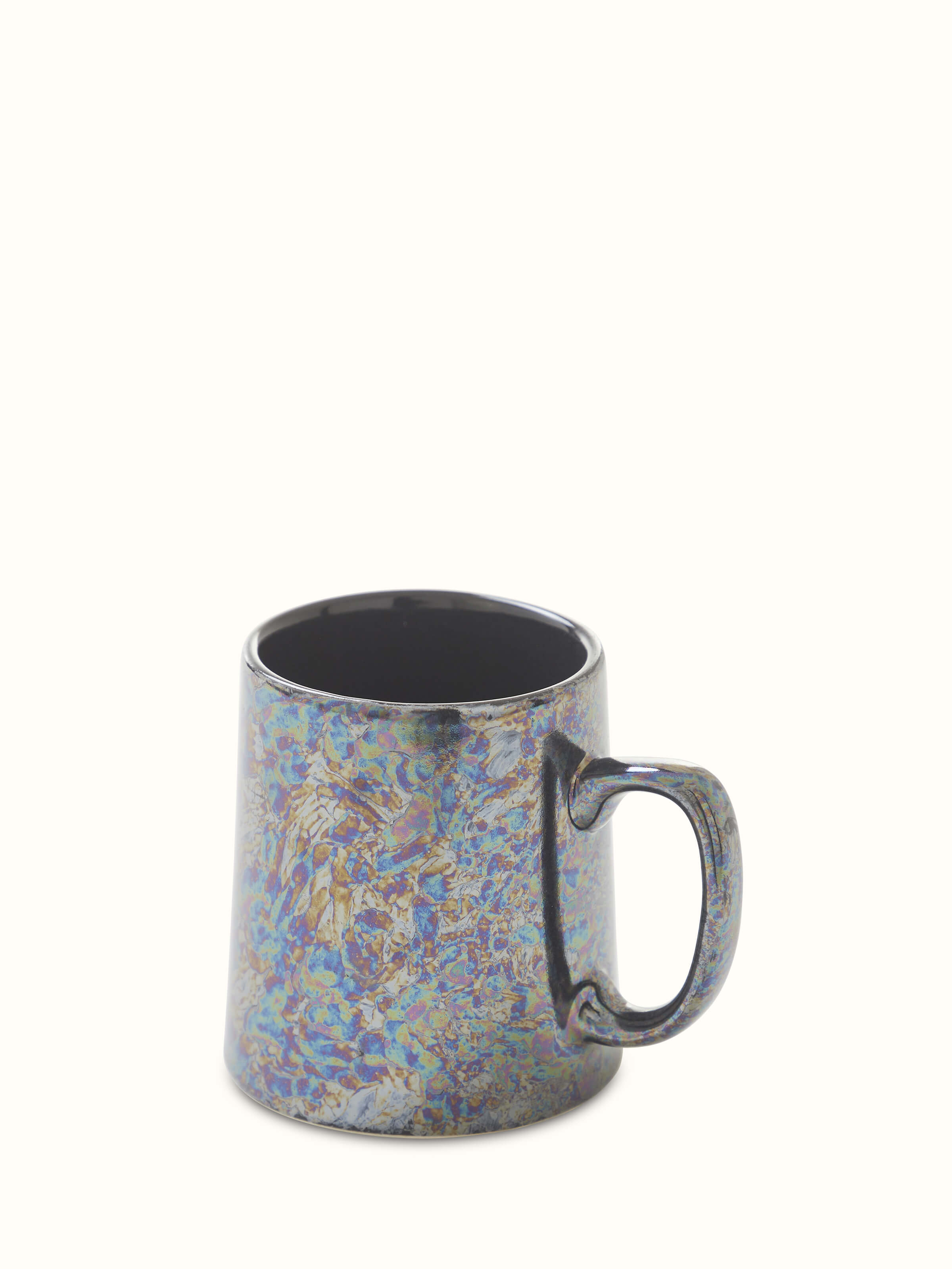 Top view of Khurja Pottery Ceramic Coffee Mugs in black (4 pcs) displaying the mugs' arrangement.
