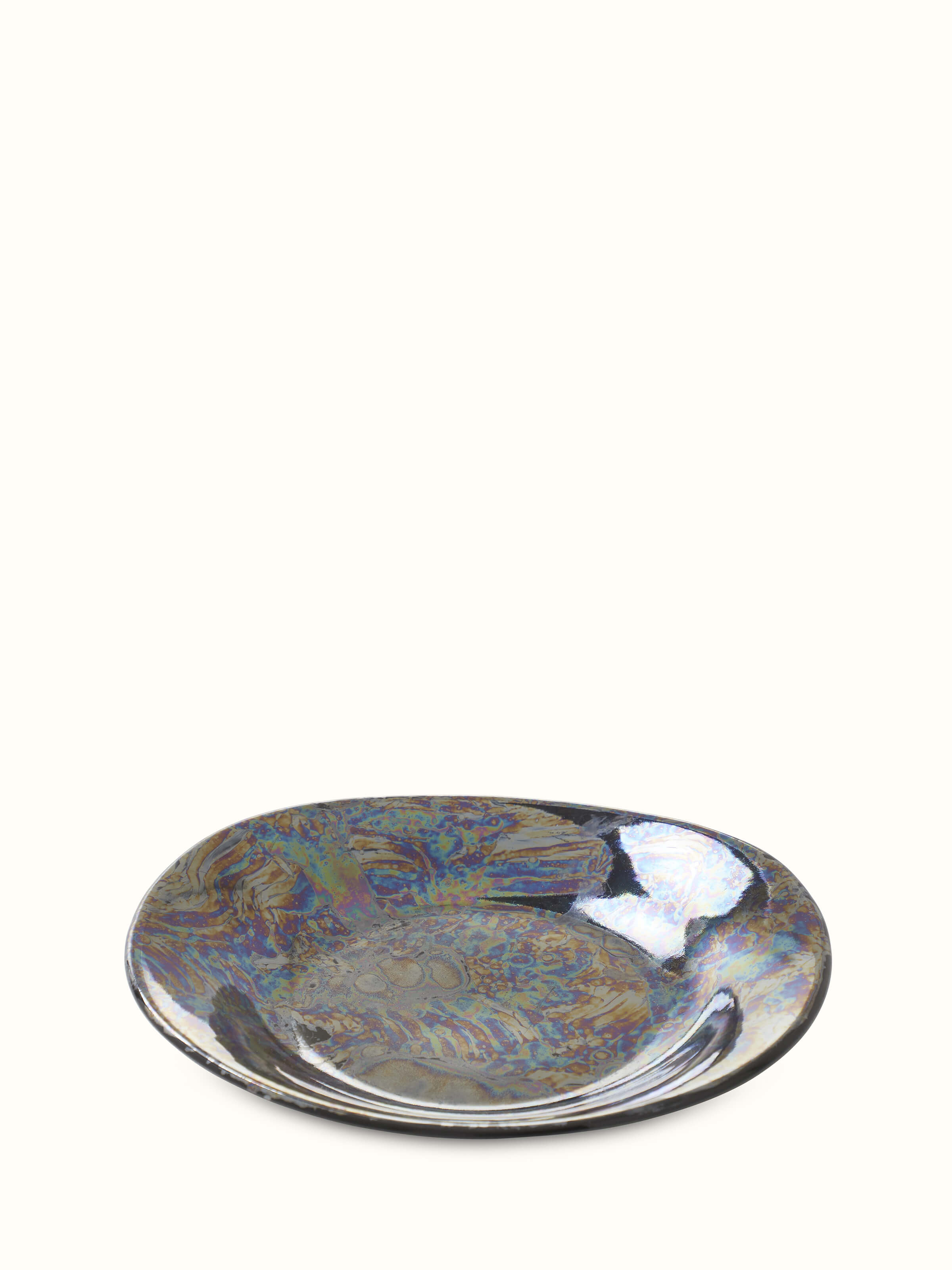 Front view of Khurja Pottery Ceramic Pasta Plate with detailed glaze finish