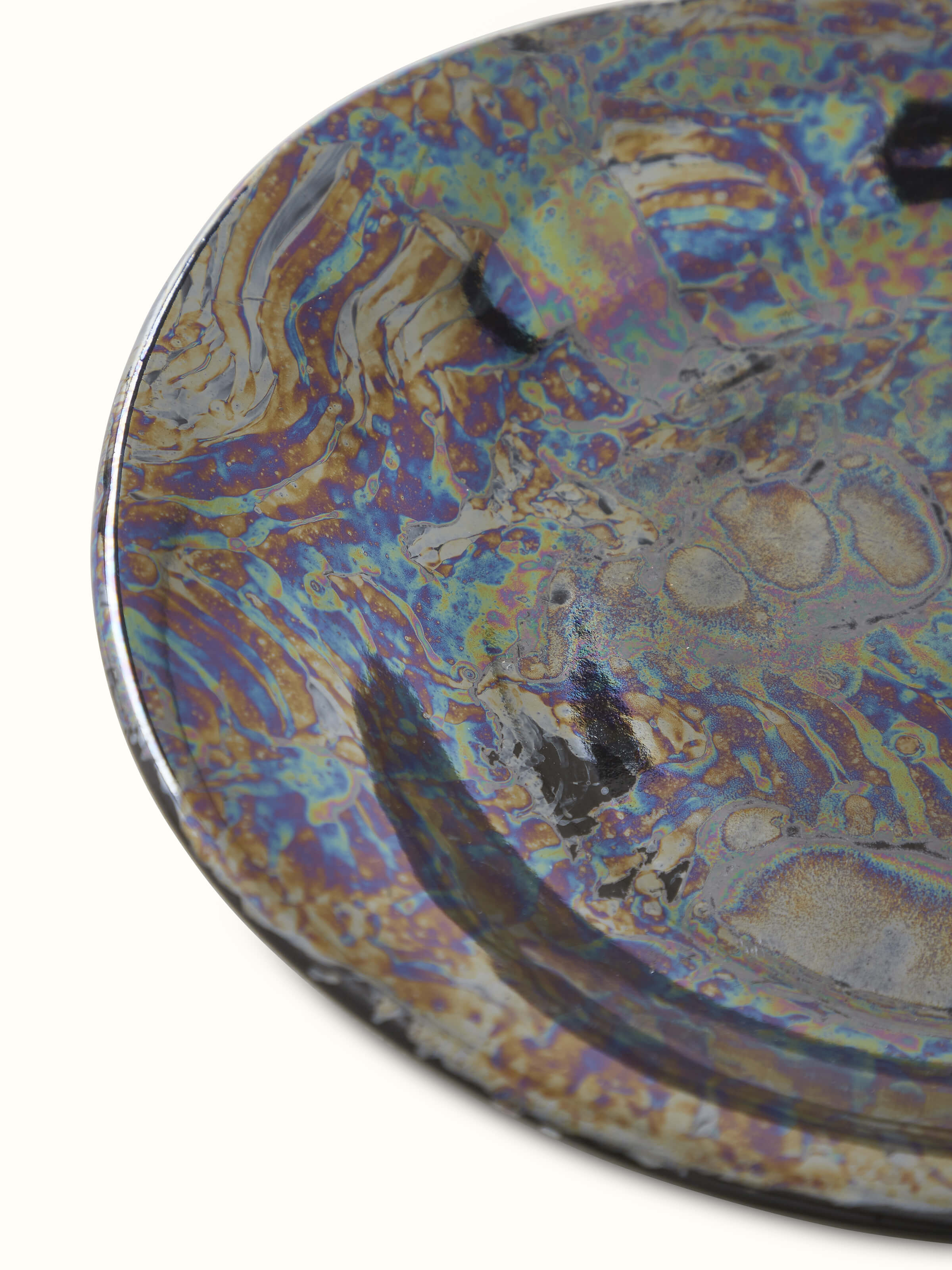 Detailed view of Khurja Pottery Ceramic Pasta Plate highlighting its craftsmanship