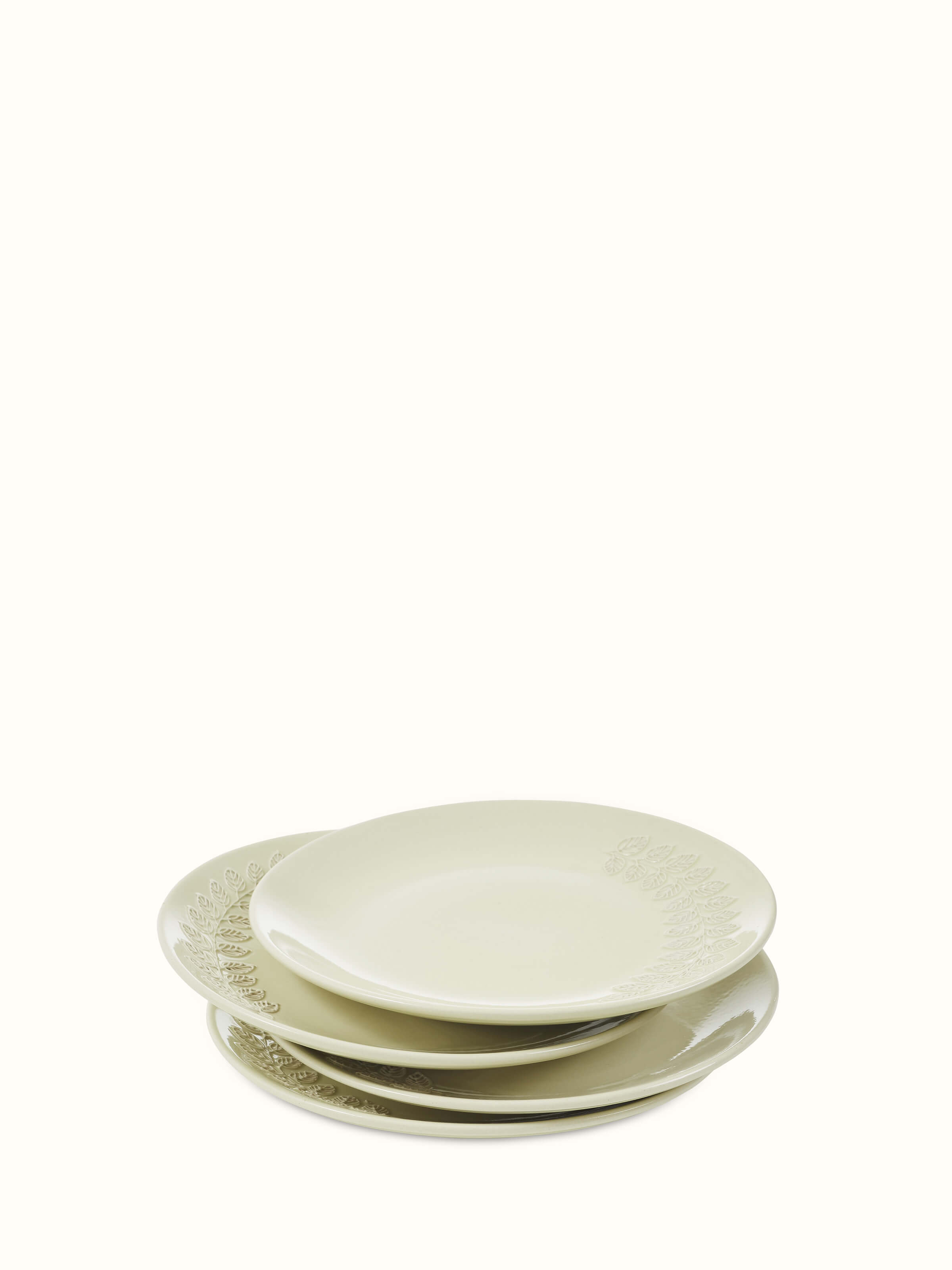 Front view of Khurja pottery ceramic simple dinner plates white set (4 pcs)