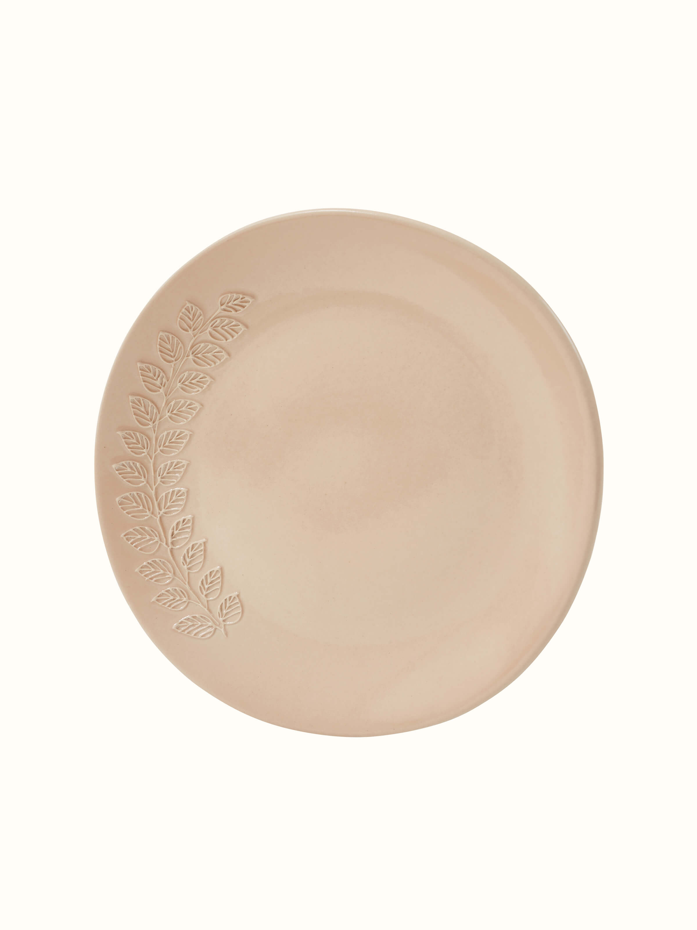 Detailed view of Khurja Pottery Ceramic Dinner Plates in Pink, showcasing the delicate pink hue and intricate design