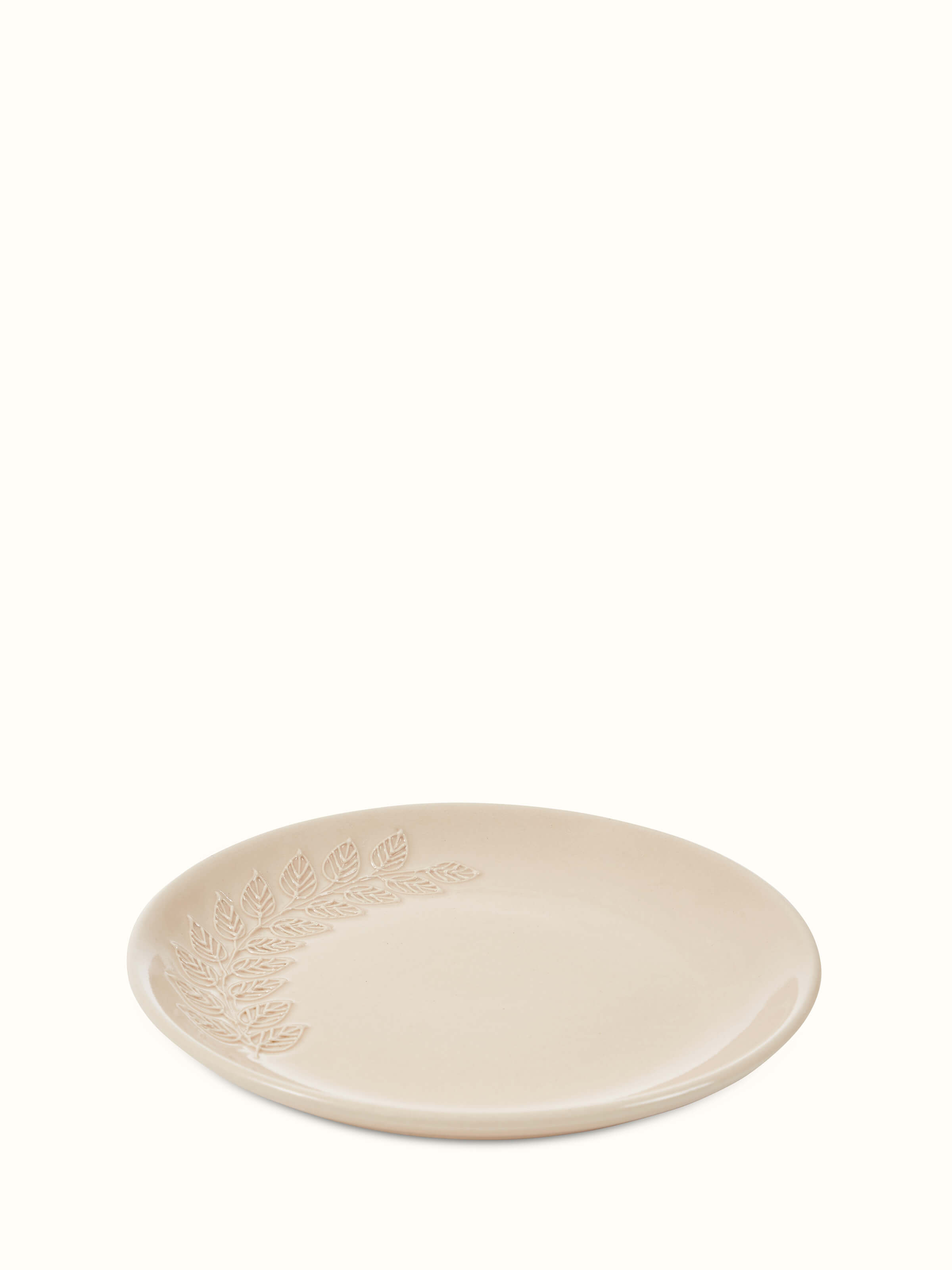 Close-up view of Khurja pottery ceramic salad plates beige (4 pcs) detailing the ceramic texture and refined beige color