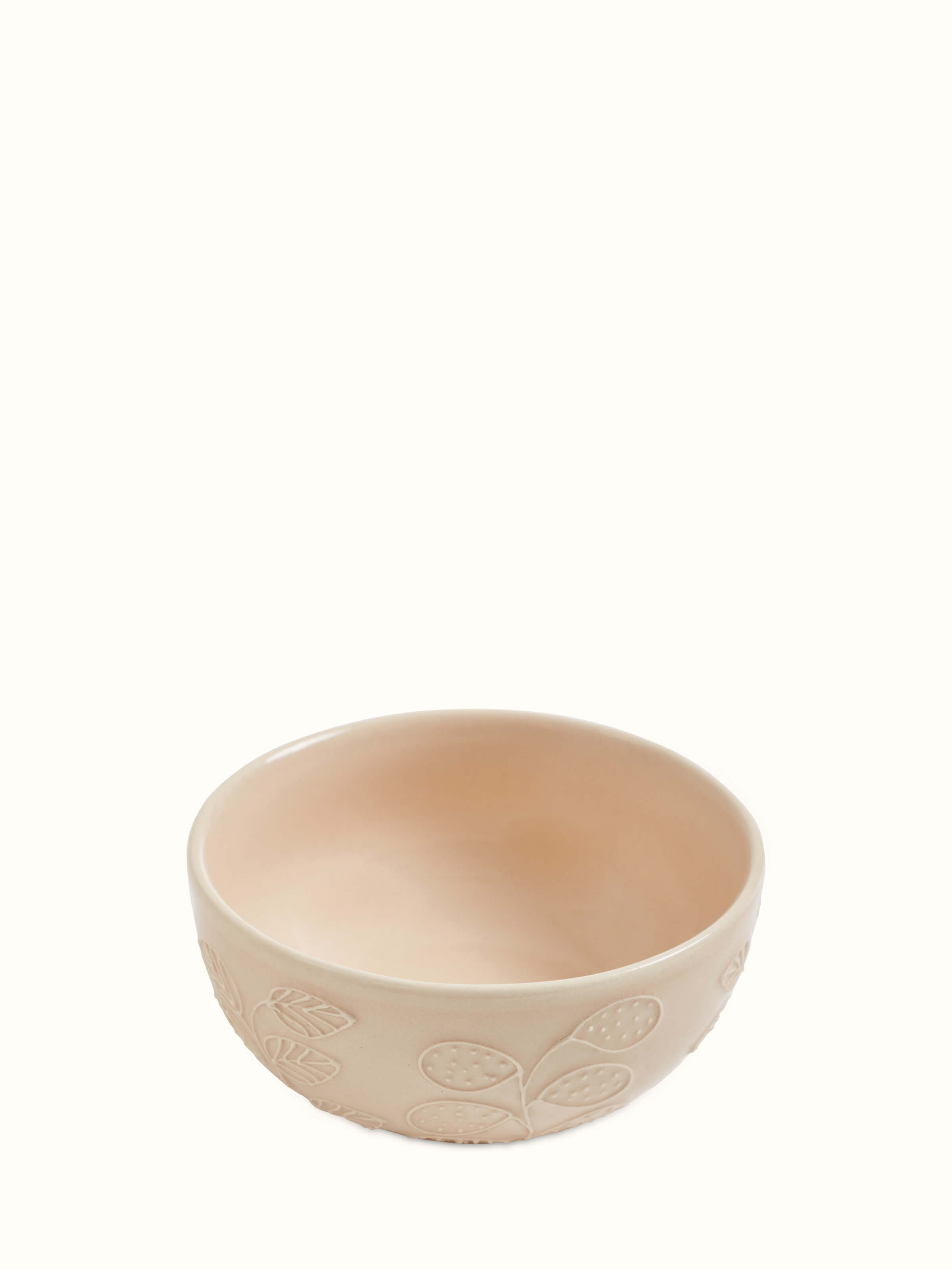 Front view of Khurja pottery ceramic nut bowls in pink showcasing elegant design.