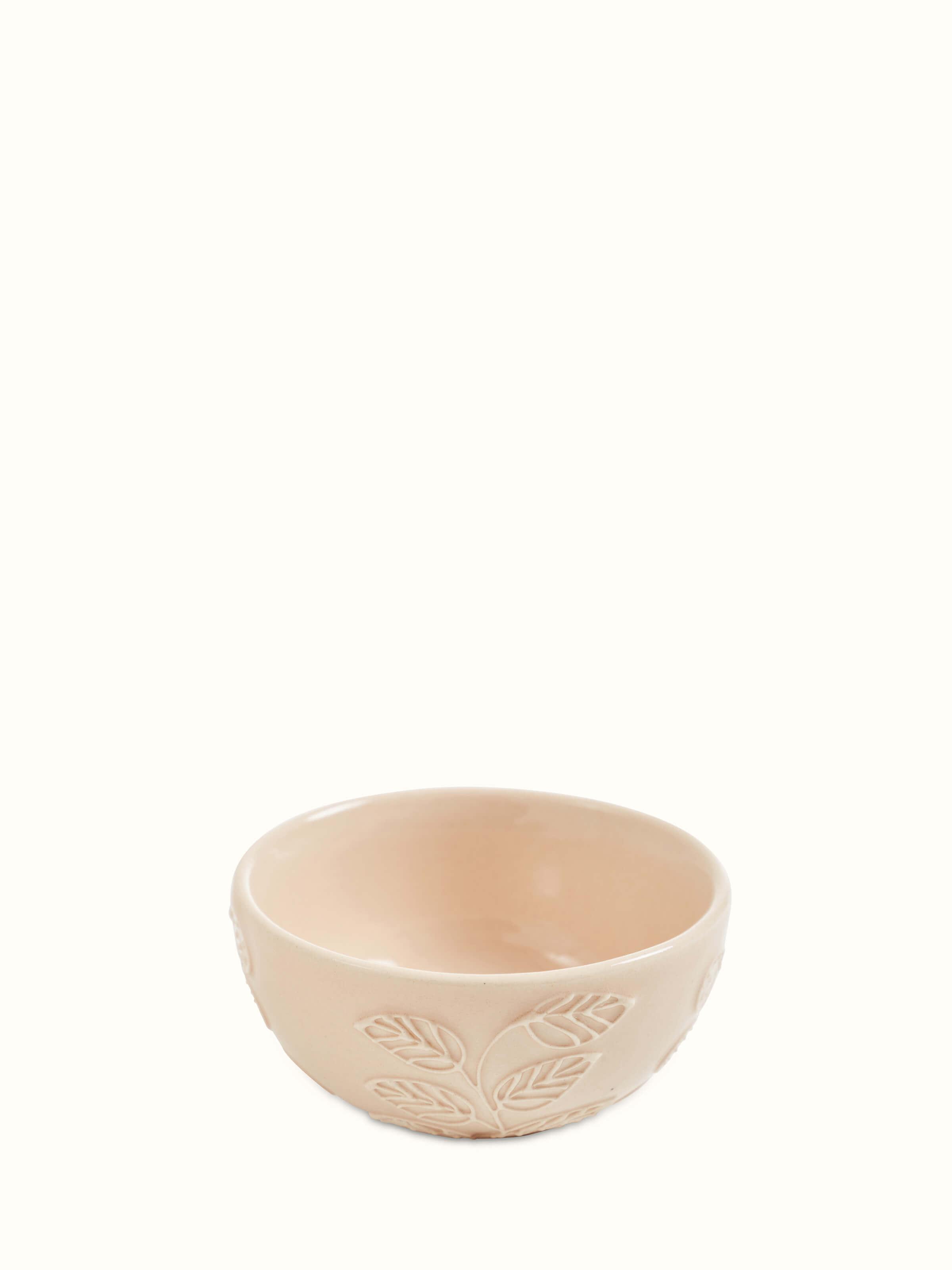 Detailed view of Khurja pottery ceramic dinner bowls pink (4 pcs)