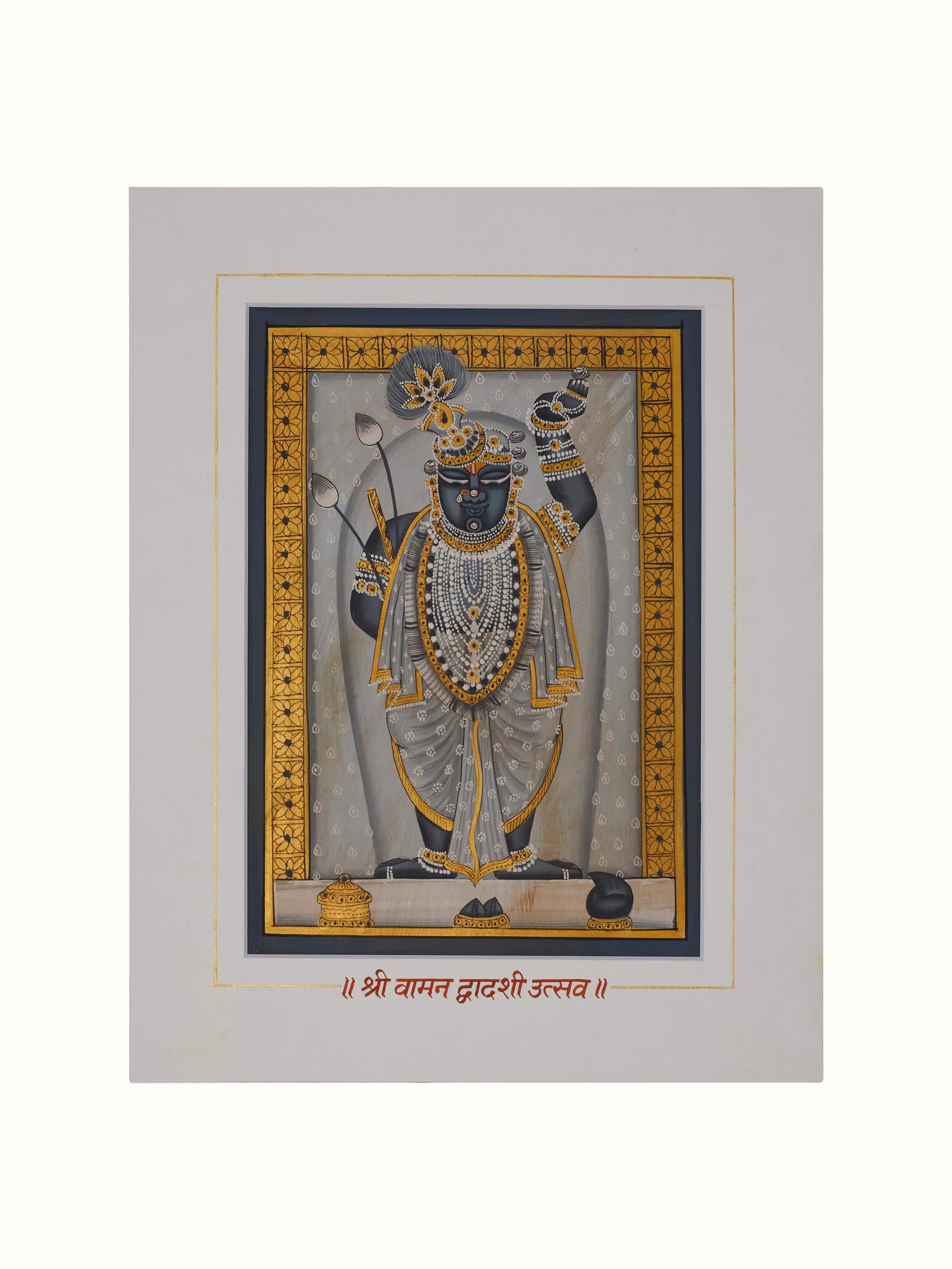 Detailed view of Pichwai Shreenathji Painting (24 pcs), focusing on the elaborate designs and traditional patterns.