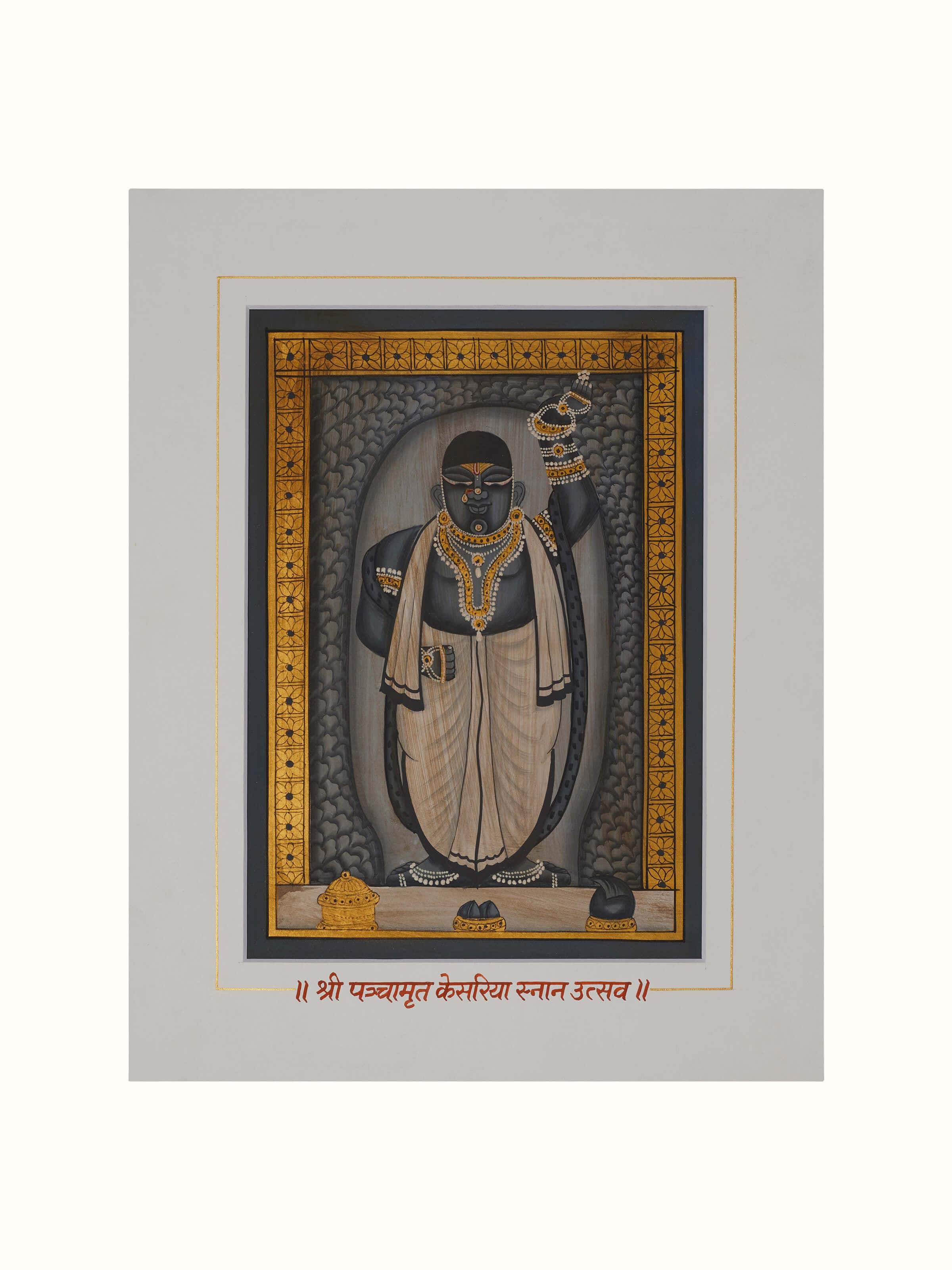 Detailed view of Pichwai Shreenathji Painting (24 pcs), focusing on the intricate designs and textures.