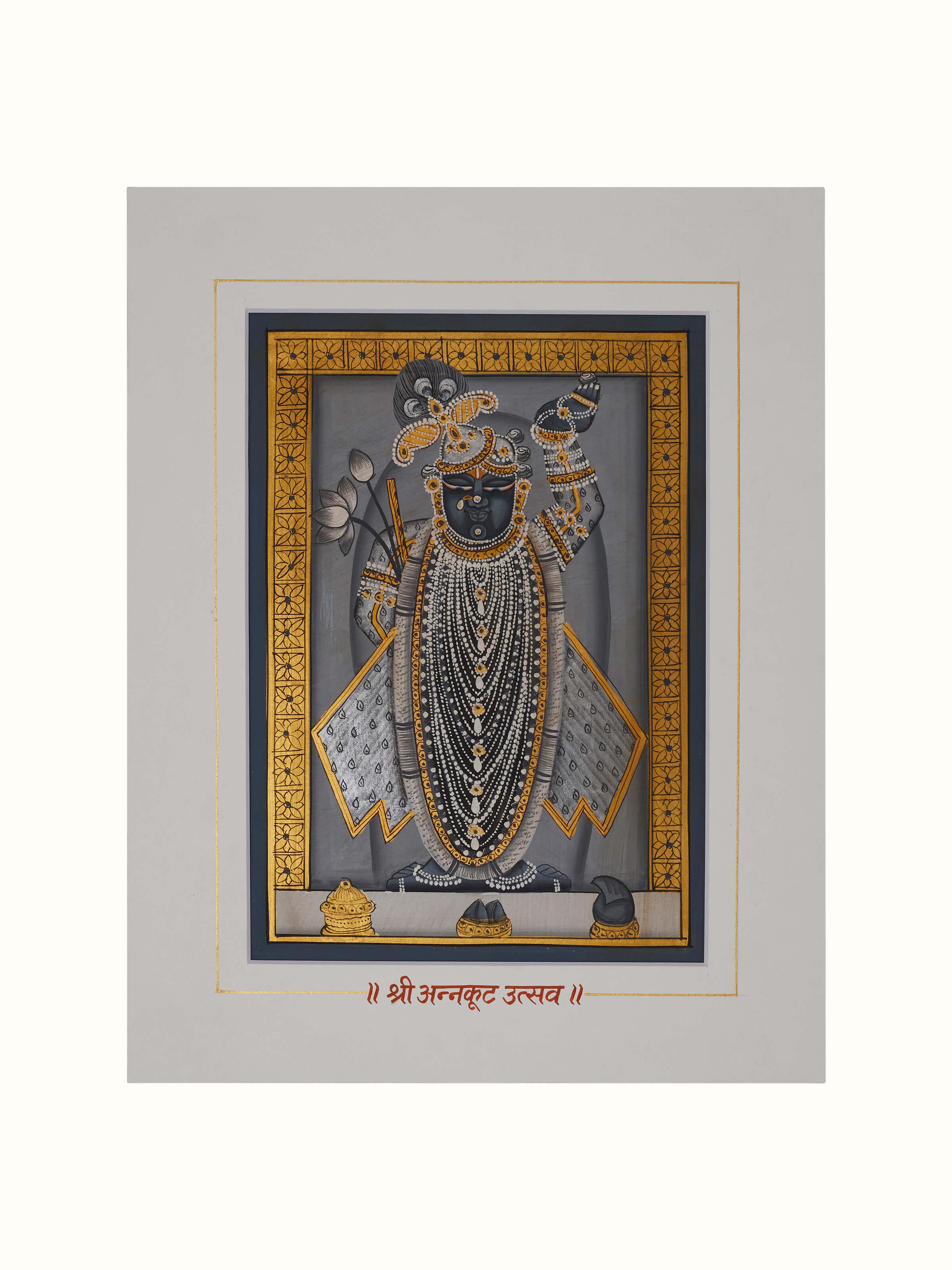 Front view of Pichwai Shreenathji Painting (24 pcs) with a focus on the central figure and surrounding details.