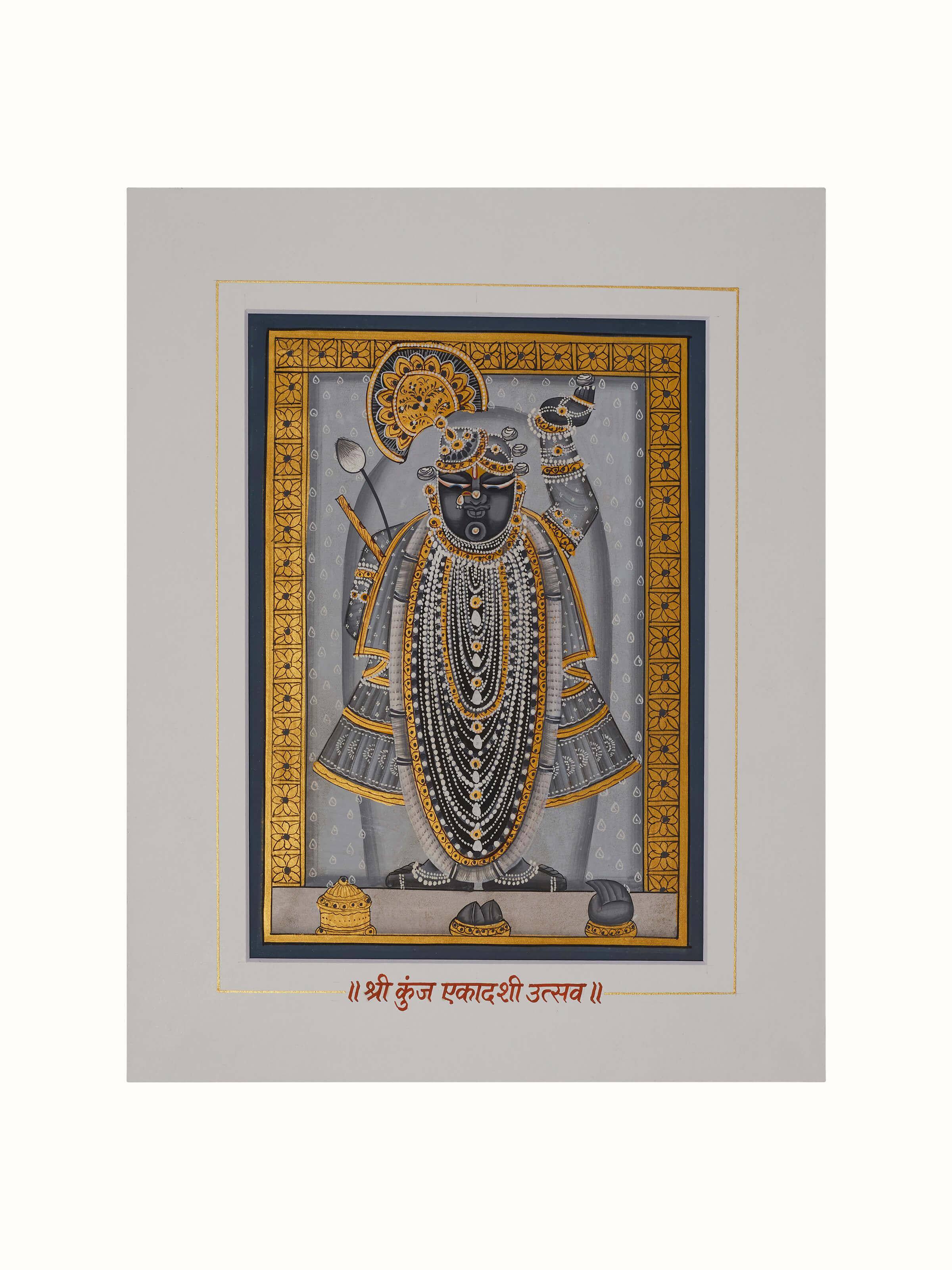 Close-up of Pichwai Shreenathji Painting (24 pcs), highlighting the fine brushwork and textures of the artwork.