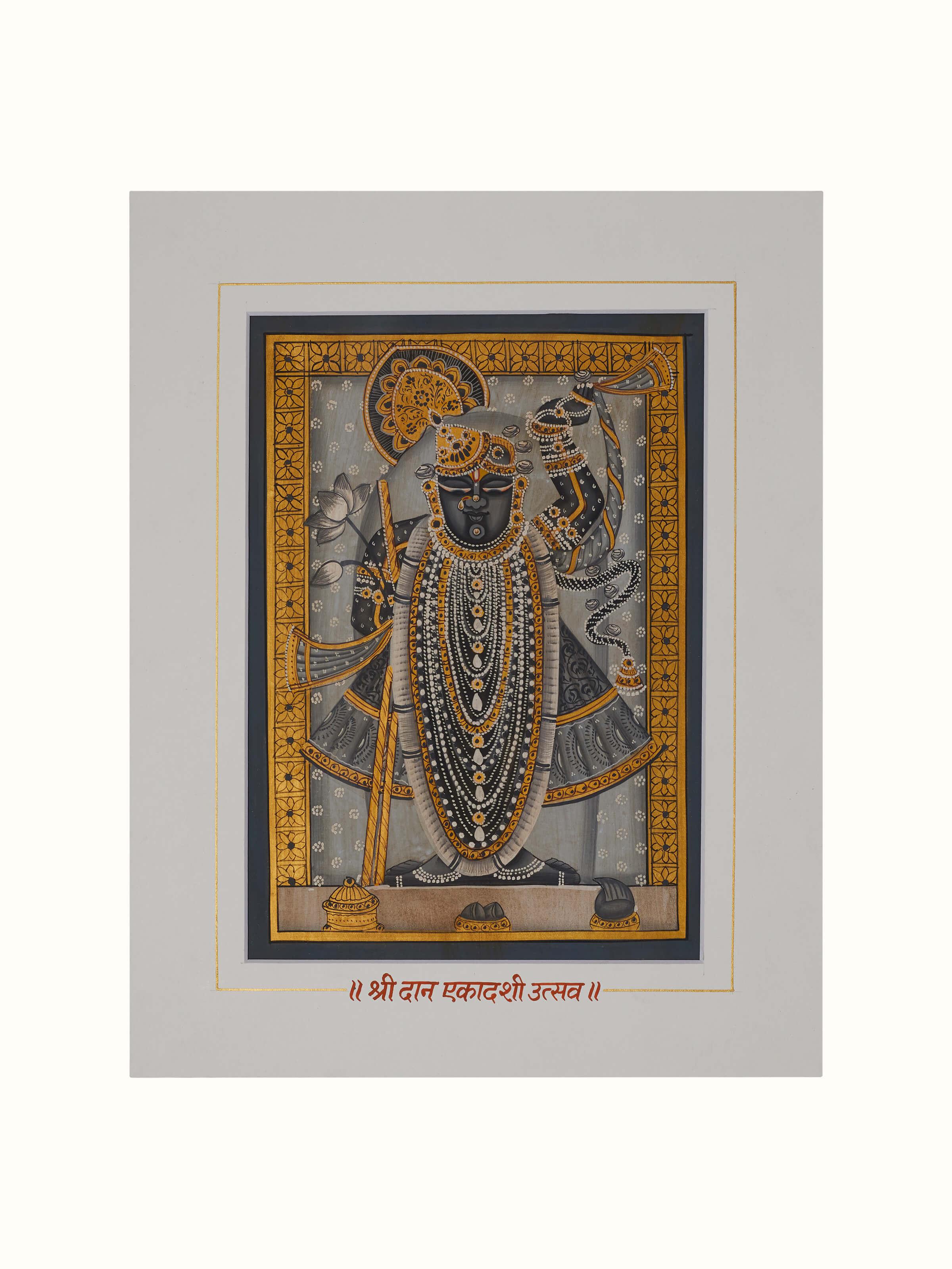 Front view of Pichwai Shreenathji Painting (24 pcs), showcasing the rich colors and intricate patterns.