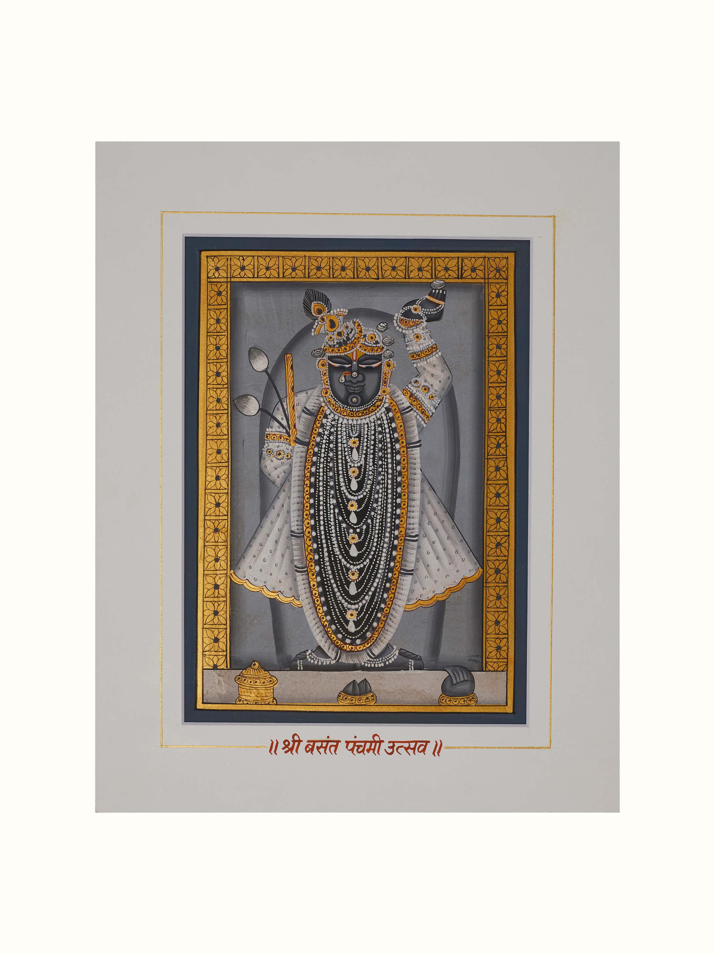 Detailed view of Pichwai Shreenathji Painting (24 pcs), focusing on the decorative details and vibrant colors.