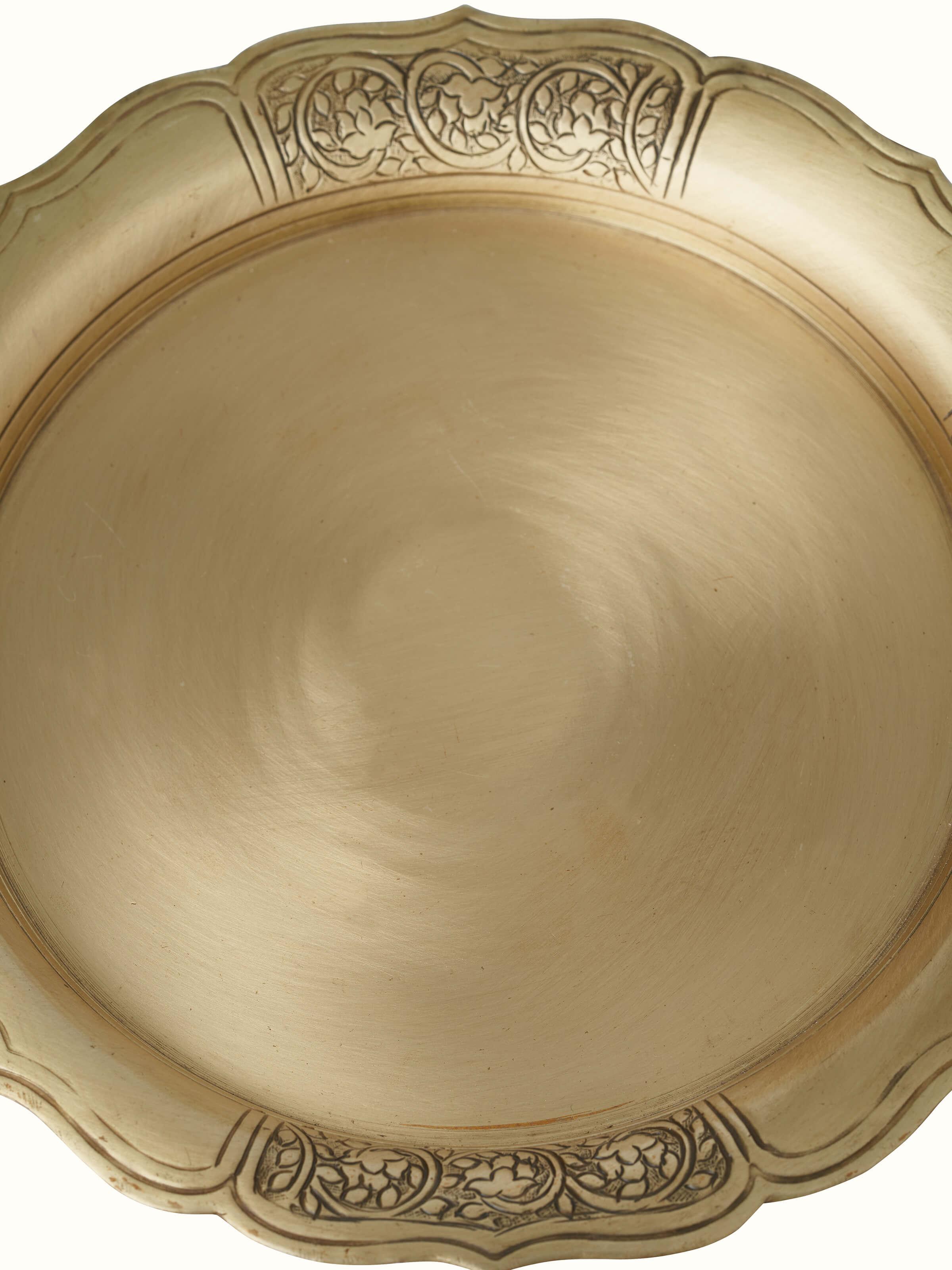 Close-up of Brass Side Plate (8 inches) highlighting the intricate details and polished surface.