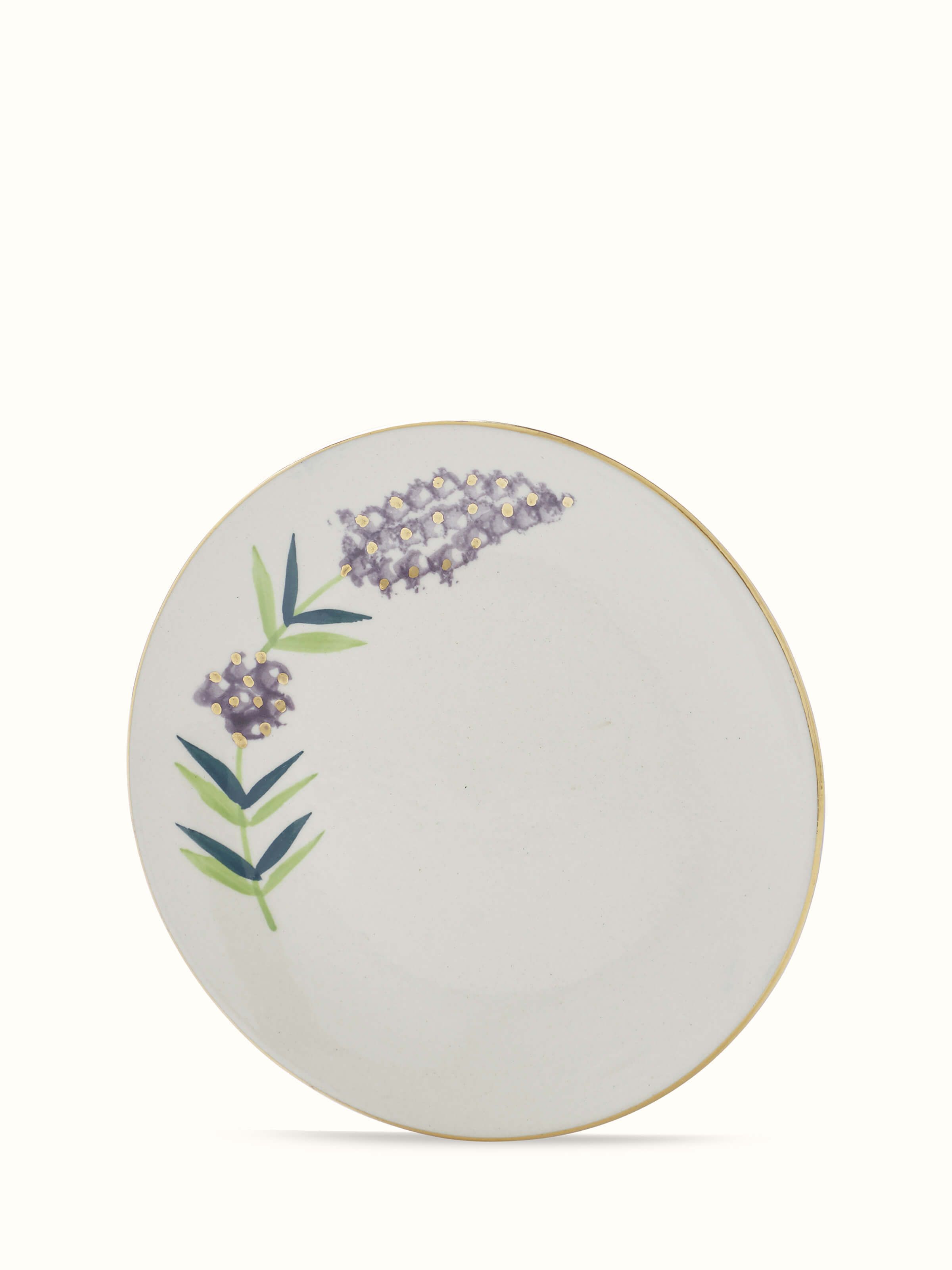 Detailed view of Khurja Pottery Stoneware Salad Plates (4 pcs), emphasizing the intricate designs and finish